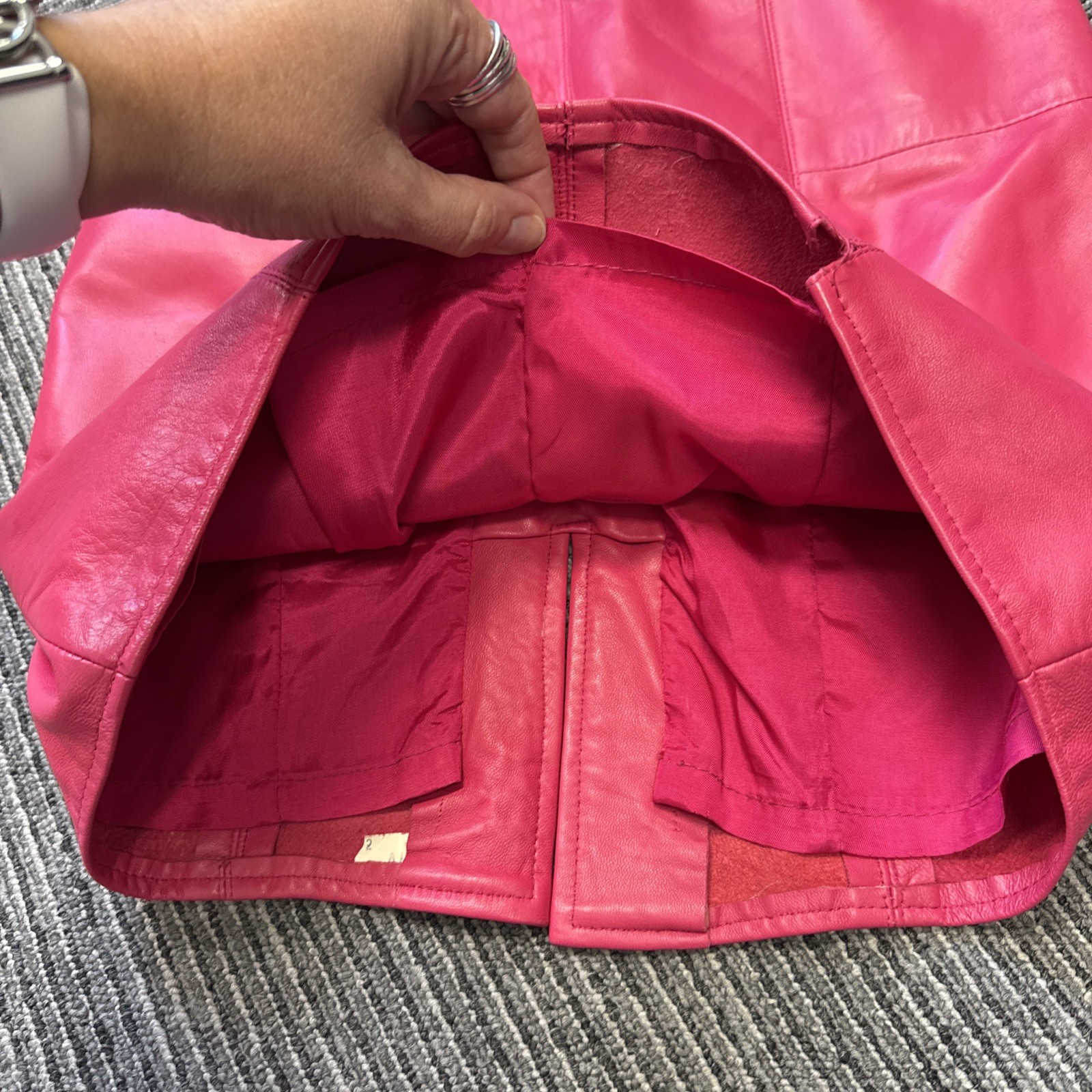 VTG 90’s Vakko Pink Leather Body Con sleeveless Barbie dress size 02