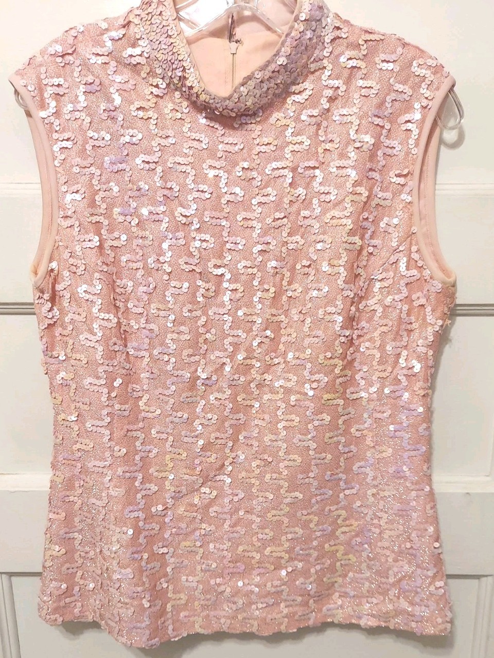 Vtg Lilli Diamond Ladies 2 Pc Pink Sequined Lined Jacket & Top Set