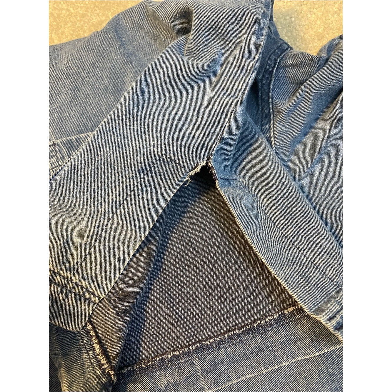 B Blast Vintage Denim Button Up Blouse Patch Pockets Chore Coat Cotton XL