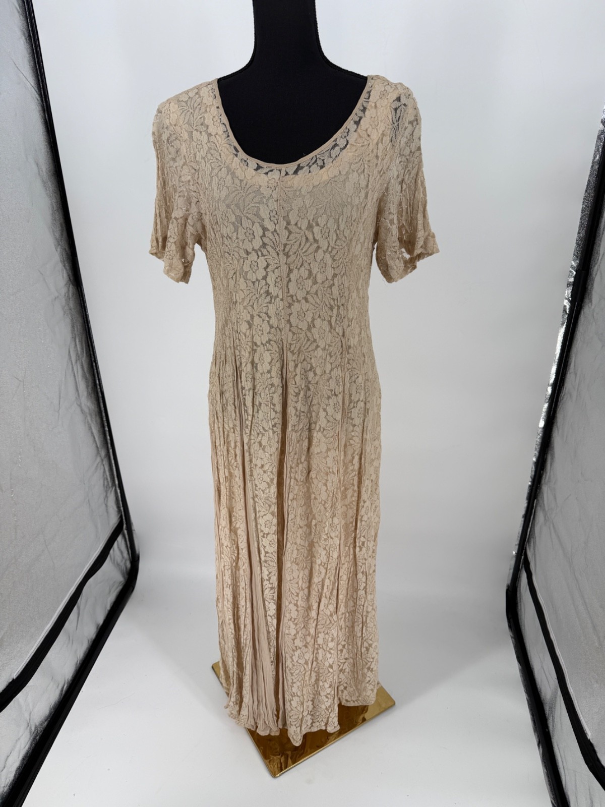 Vtg 90s Romantic Lace Dress Women’s Lrg Cottage Core Grunge Fairy Garden Boho