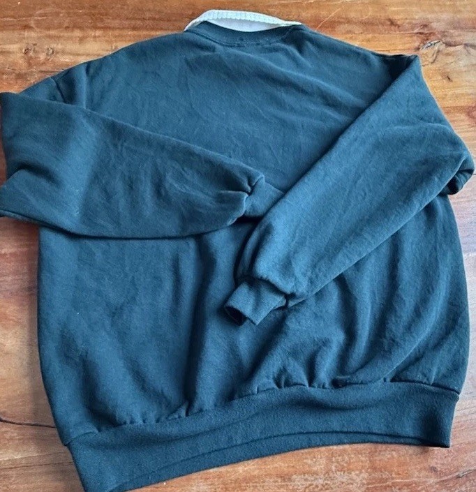 Vintage 90s Top Stitch Collared X-Large Crew Sweatshirt Cardinal Snow Green
