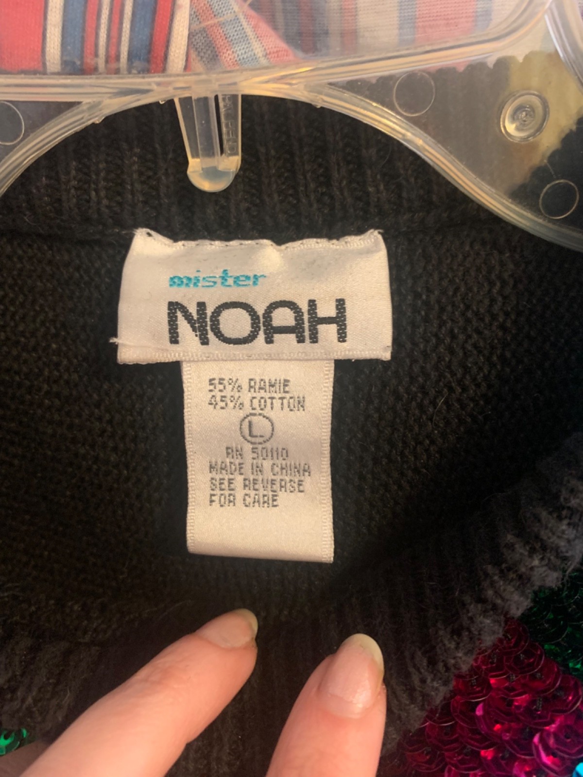 Vintage 80s 90s “Mister Noah” Sequined Black Crew Neck Sweater Tacky Mobwife