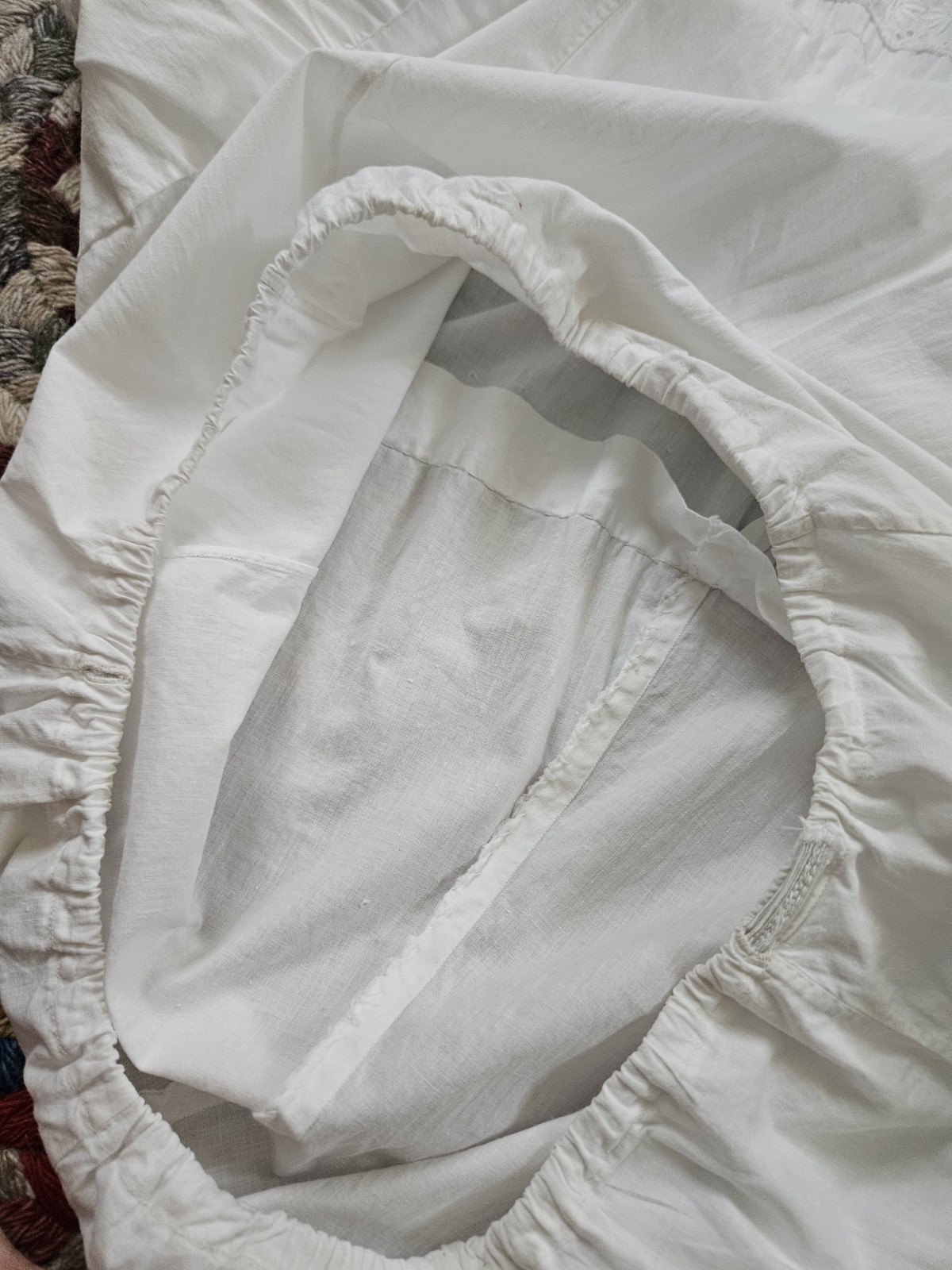 Antique Edwardian Victorian 1900s White Cotton Eyelet Lace Petticoat Altered