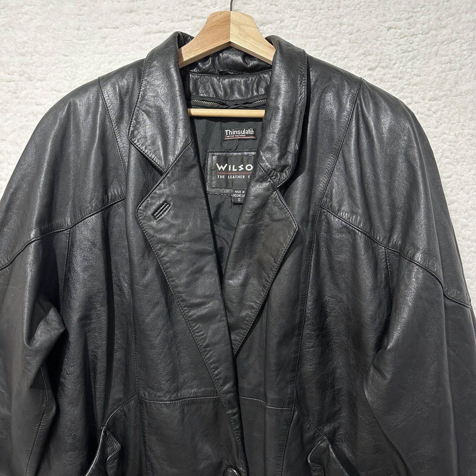Wilson Vintage Women Thinsulate Lining Removable Black Leather Jacket Size Small