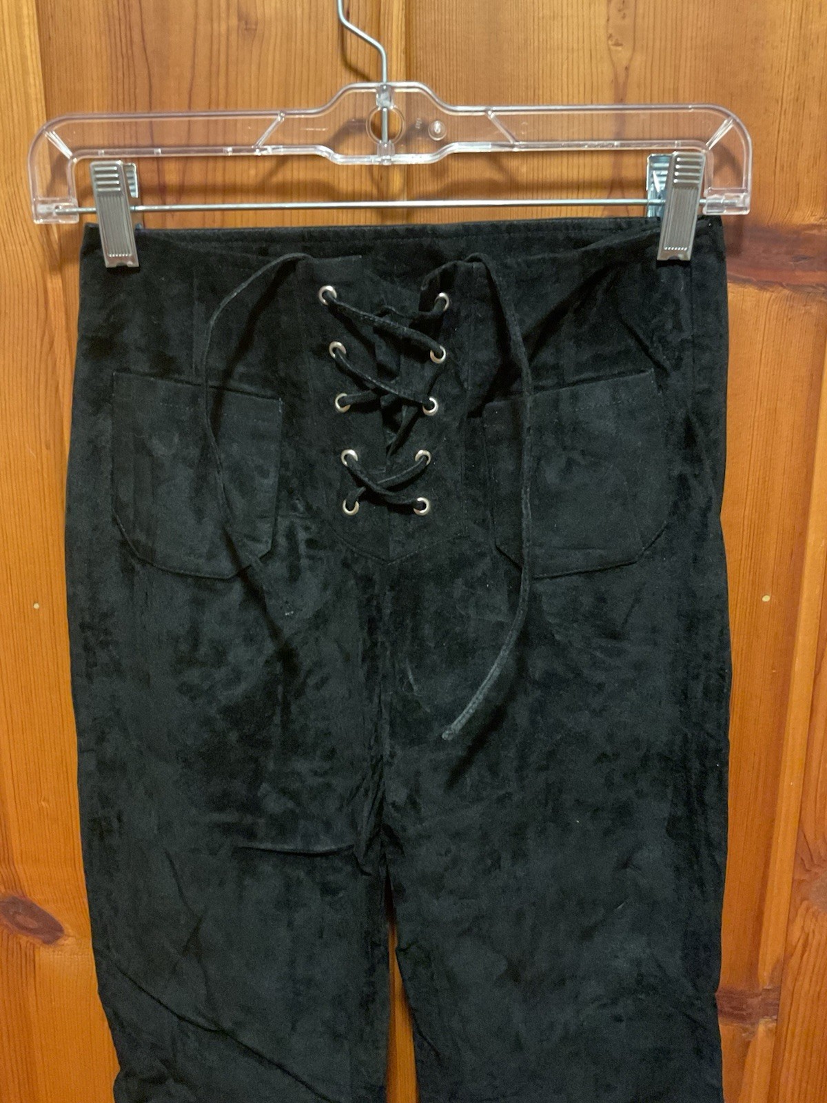 VTG 90’s Y2K Women’s 579 Faux Suede Black Lace Up Pants Size: 0