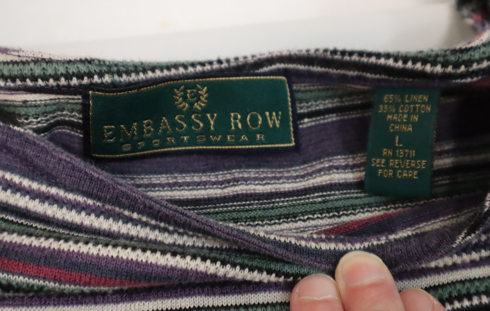Vintage 1980s Embassy Row Sportswear sleeveless multicolor striped long dress L