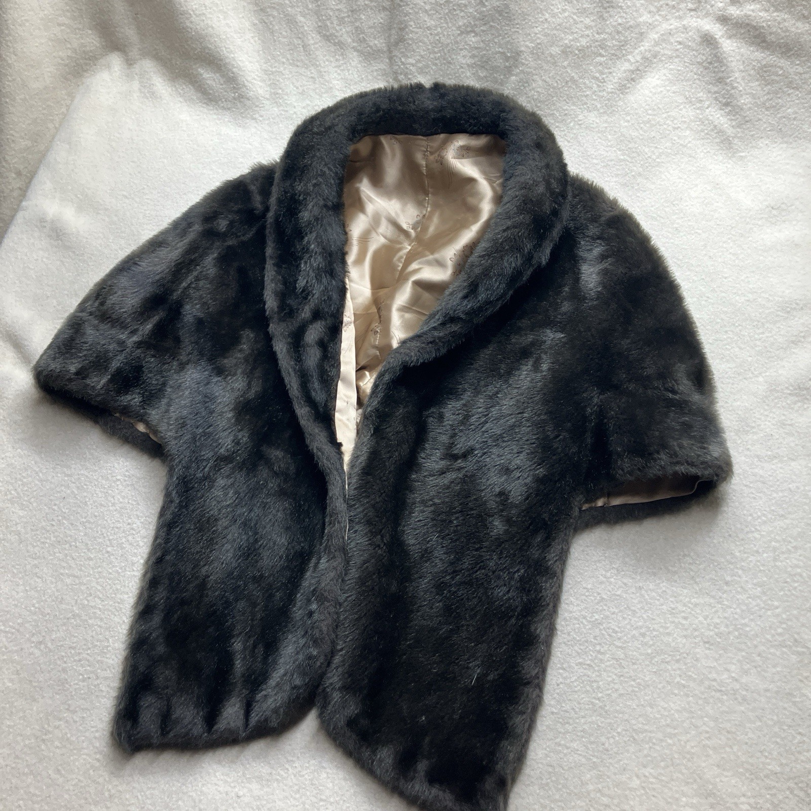 60’s Brown Faux Fur Wrap Stole Womens Coat Glam USA Vintage Beaver Mink