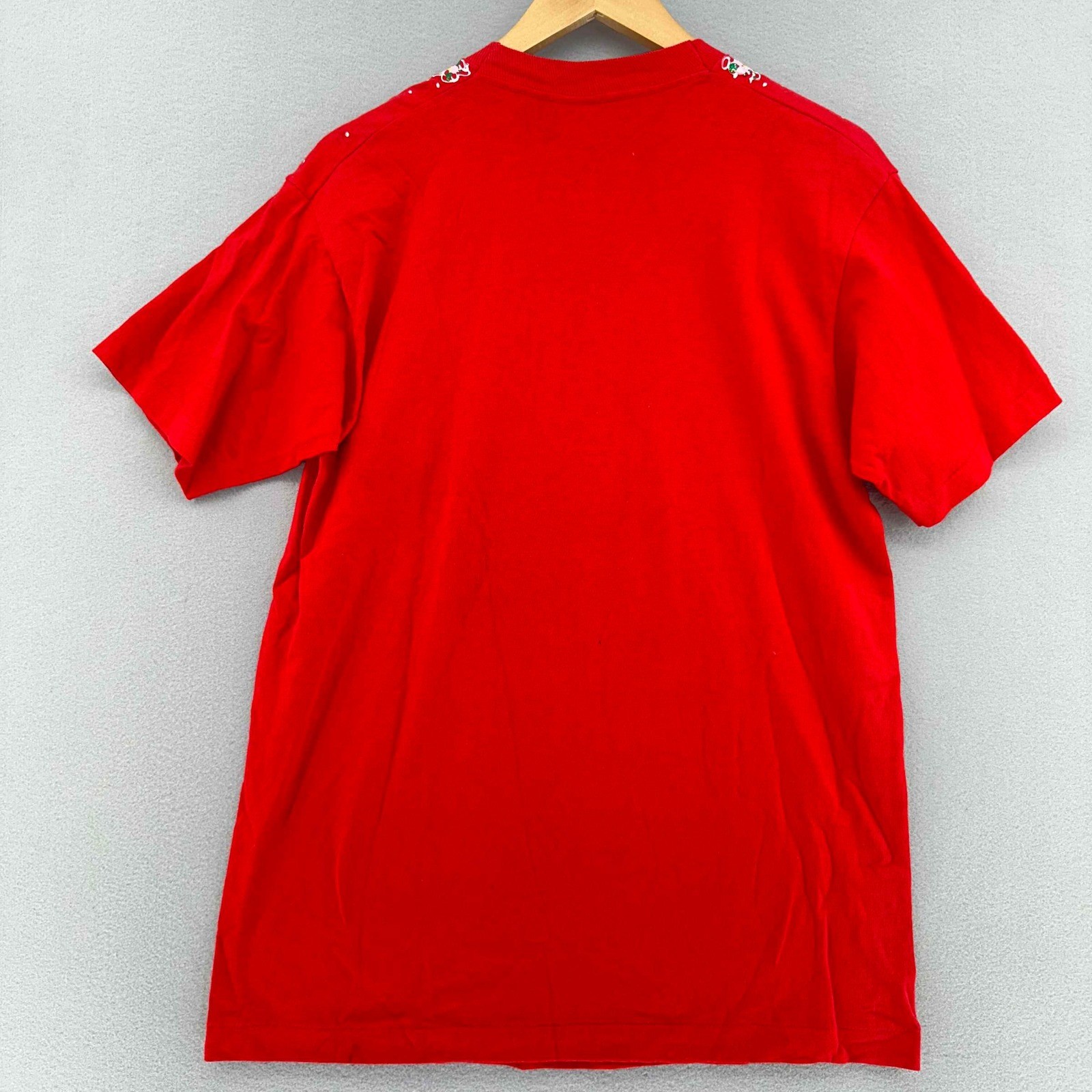 VTG 90s Red Heart Puff Paint Single Stitch T-Shirt SZ L 90s Made in USA Handmade