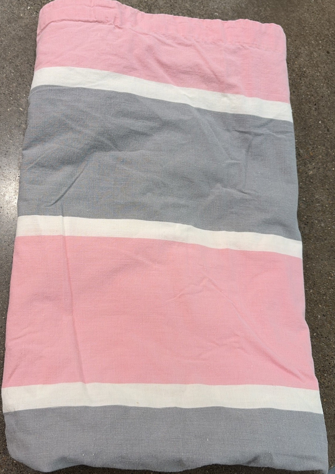 1970’s 31″ Long Unfinished Homemade Stripped Skirt Gray, Pink & White