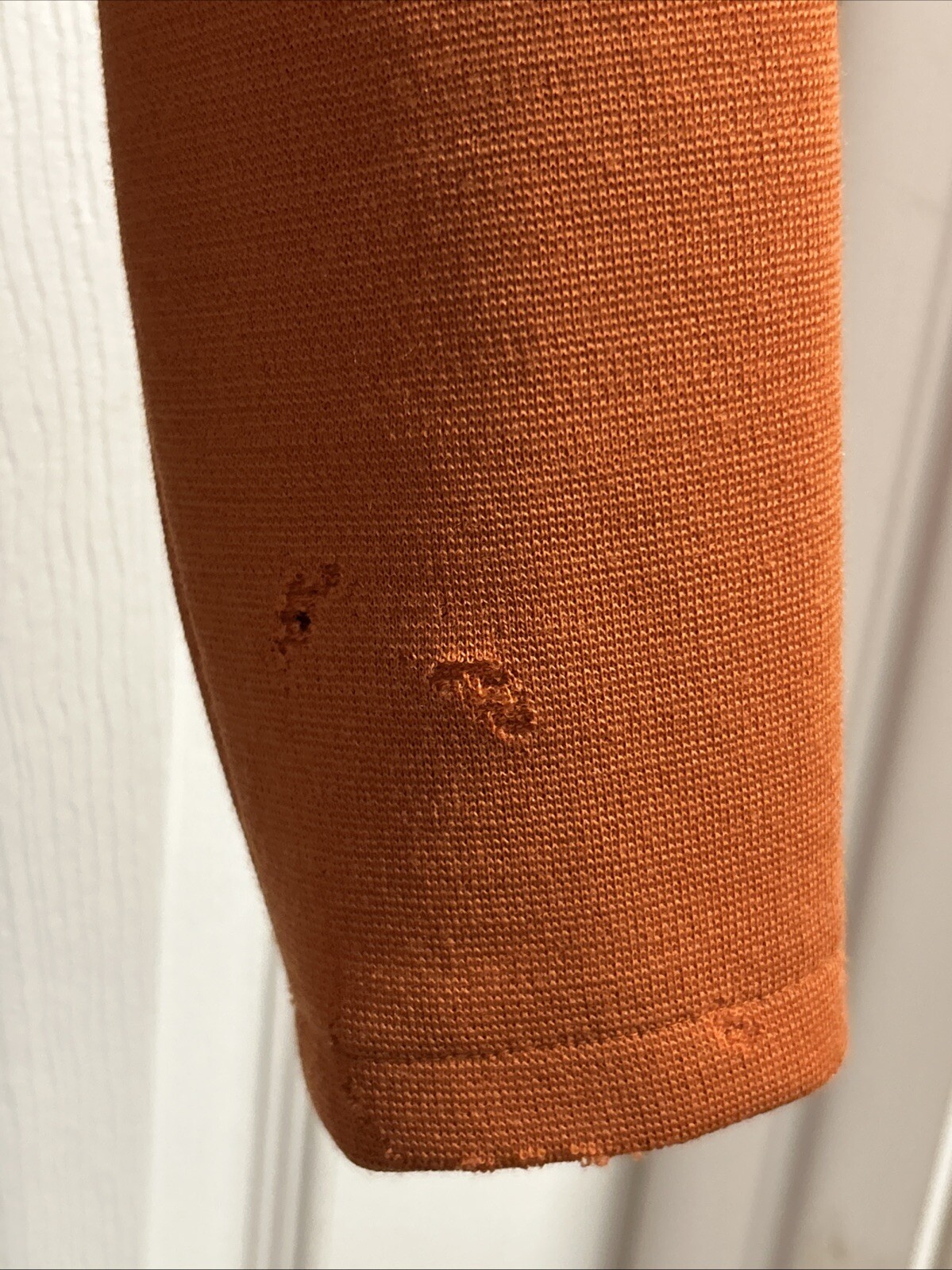 Vintage 70s jumper burnt orange color Chuck Howard boutique damage see DAMAGE
