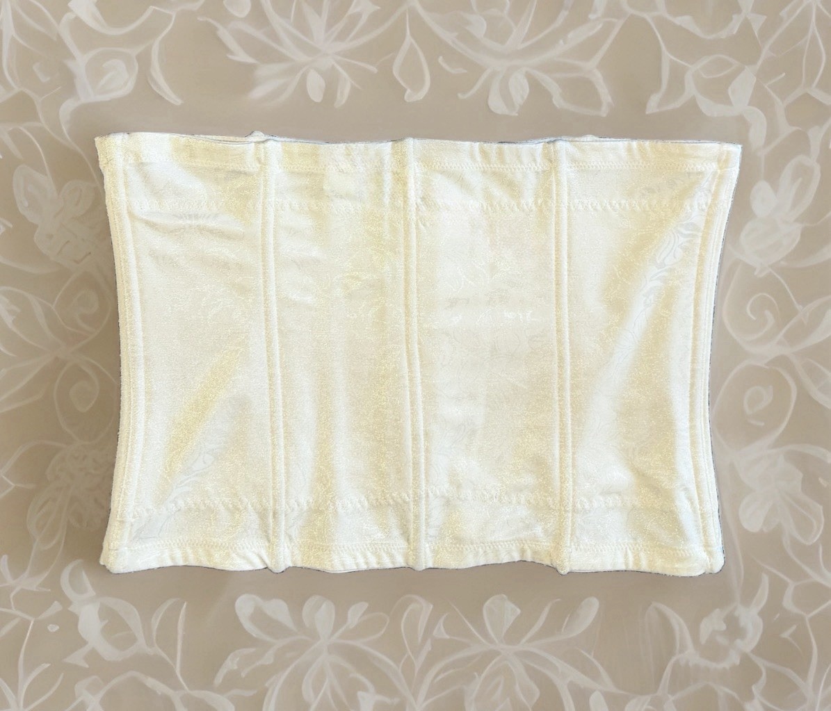 Vintage FLEXEES Corset 2XL Waist-Trainer Shaper Stretch 6868 Ivory Floral