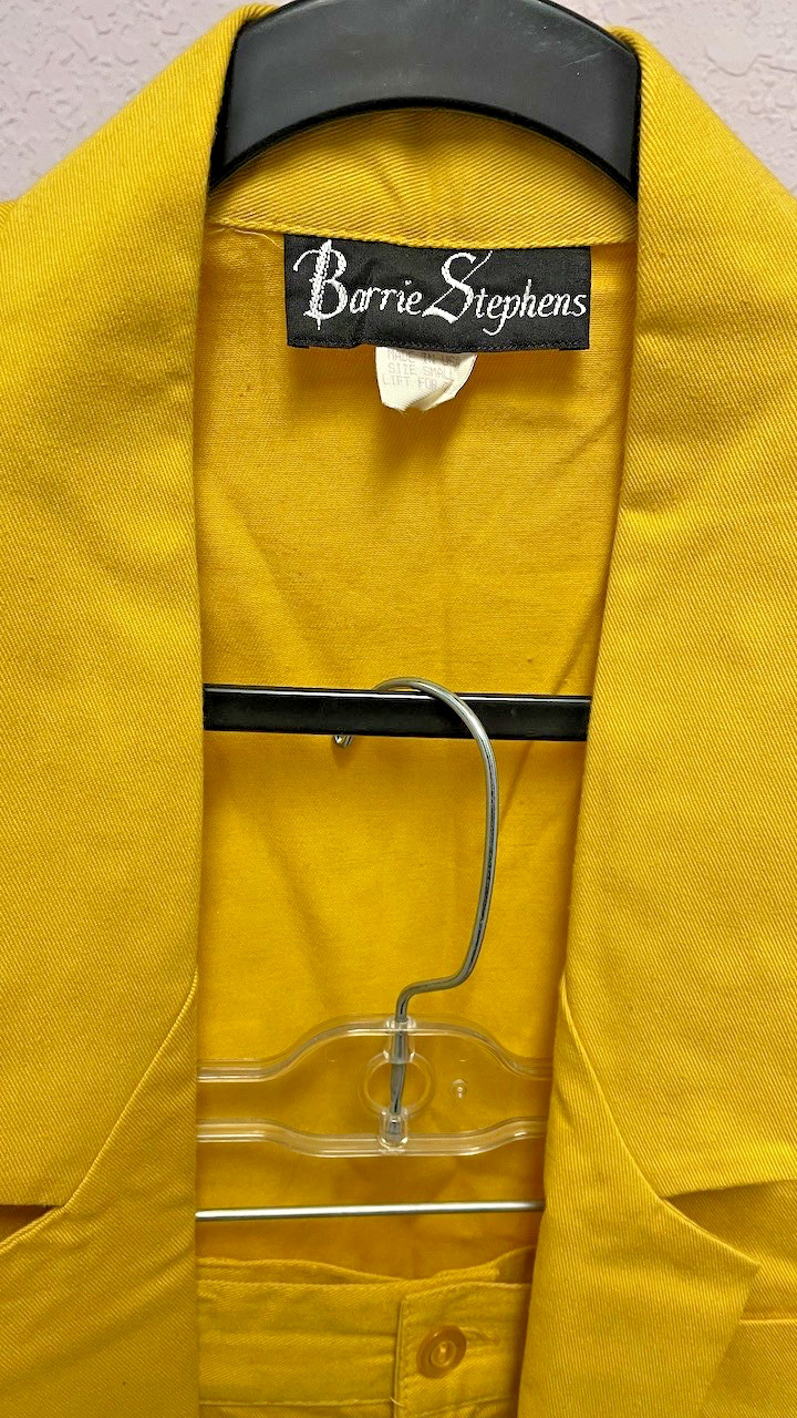 Vintage 1980s BARRIE STEPHENS 2 PIECE Yellow Blazer and Long Shorts Set Rare USA