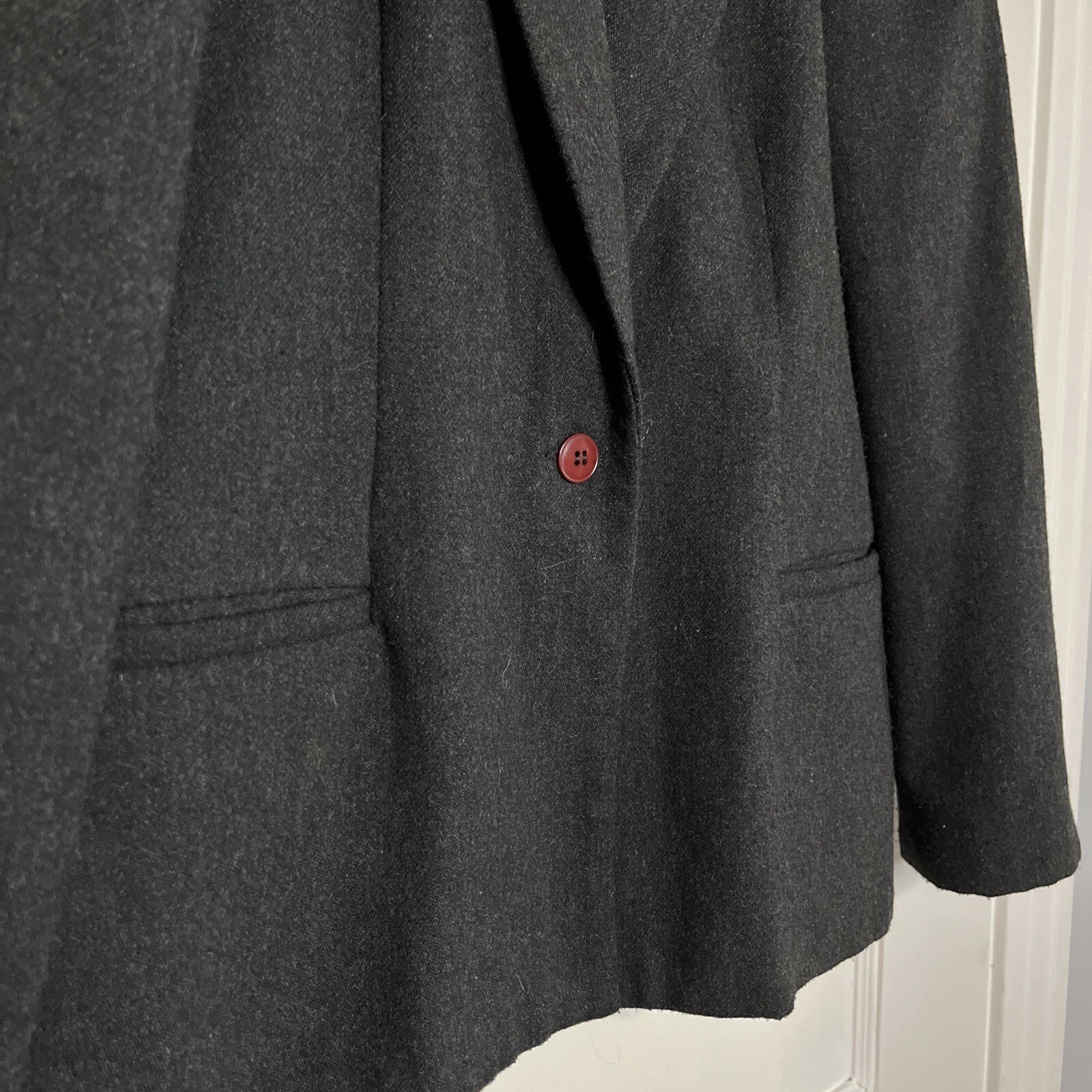 VINTAGE RRRRuss WOOL Dark Gray Lined Blazer USA Union Made Size M/L