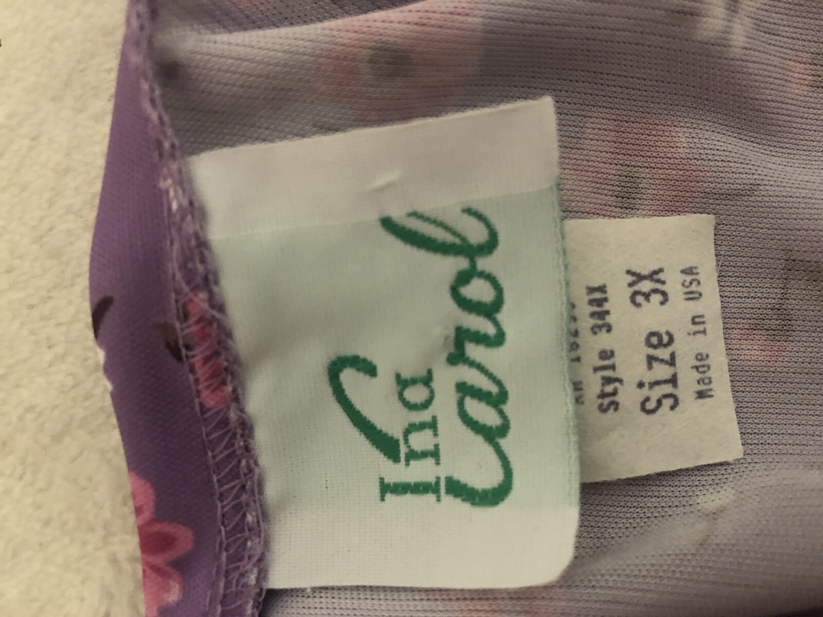Vintage Ina Carol Secretary House Dress Size 3X Floral Lavendar
