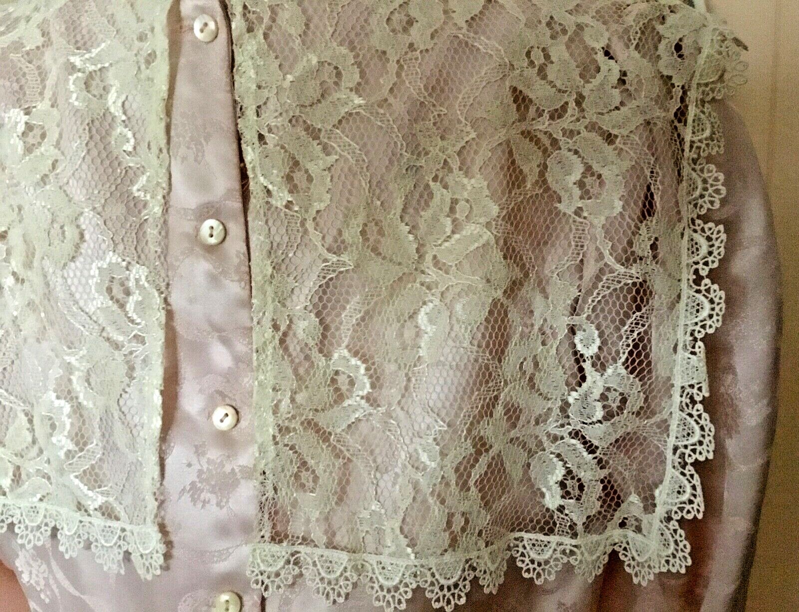 VTG JESSICA MC CLINTOCK LONG DRESS SZ 11 PEACHY PINK BLUSH W/ECRU LACE USA EXC.