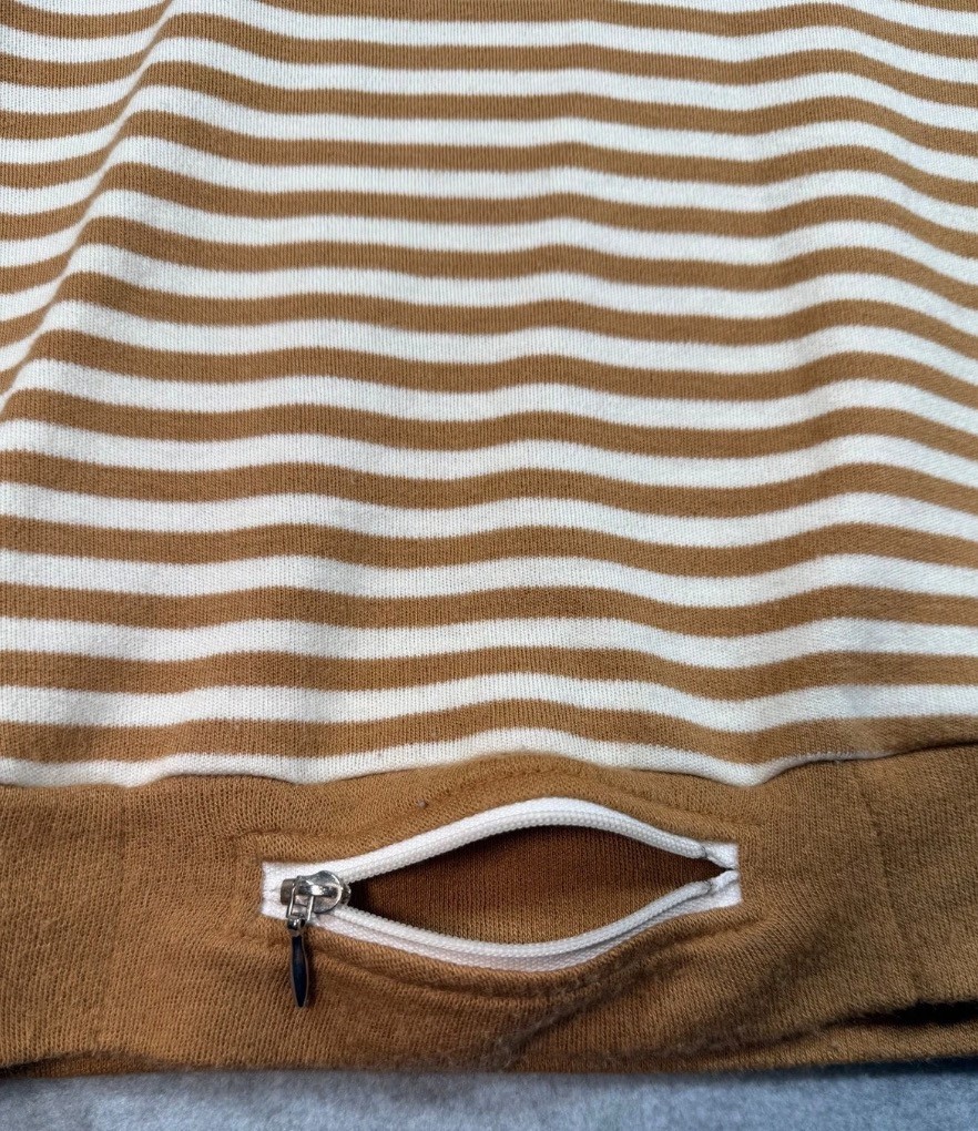 VTG JCPenney Striped Sweater Elbow Patch Brown White Preppy Japan L 70s 80s
