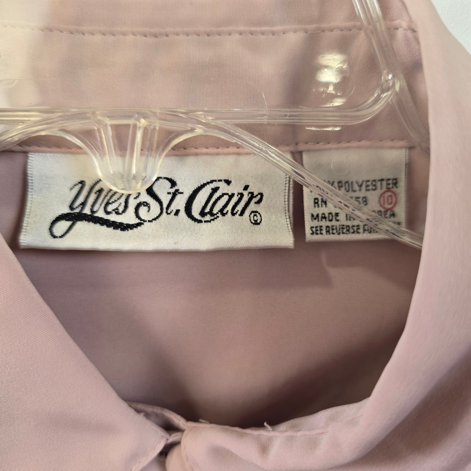 Yves St Clair Vintage Dusty Pink Mauve Pleated Front Blouse Embroidered Size 10