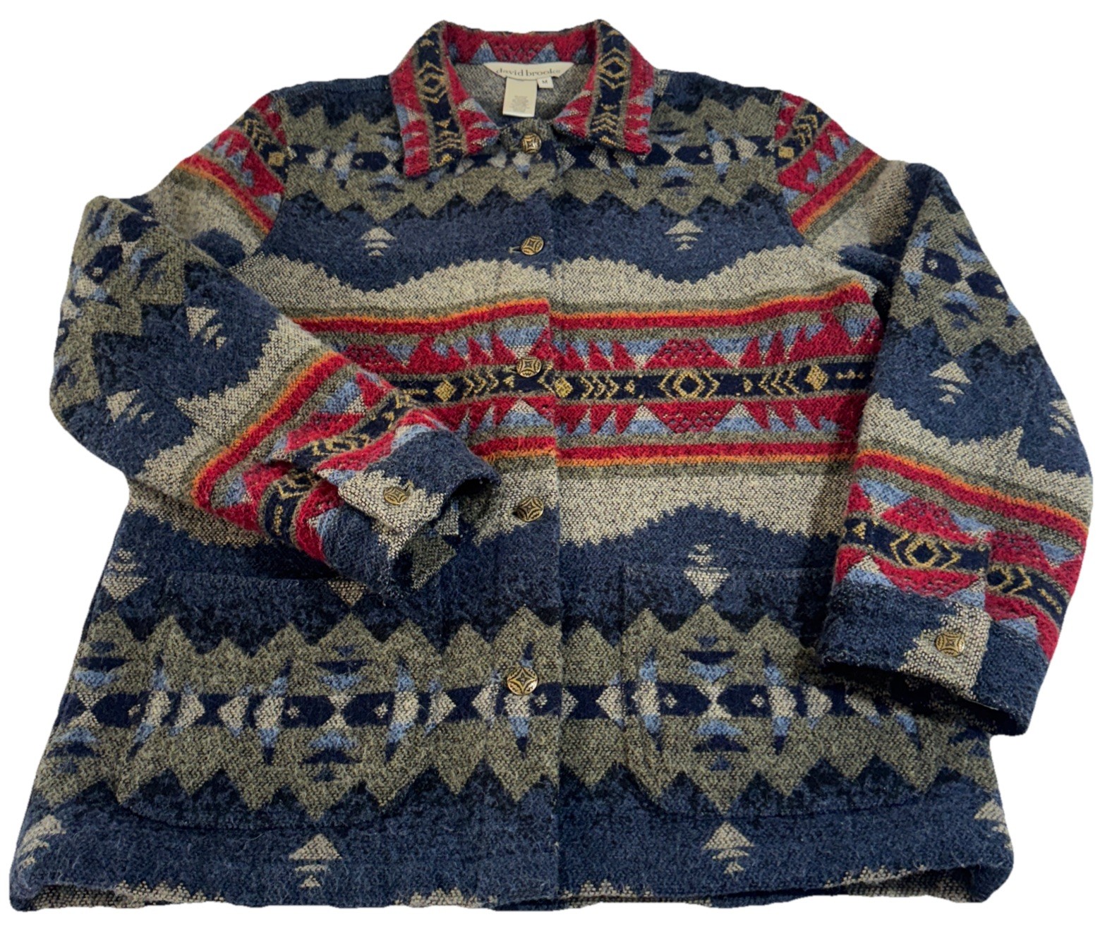 VTG Aztec Western Wool Blend Jacket Shacket Southwestern Hipster David Brooks M