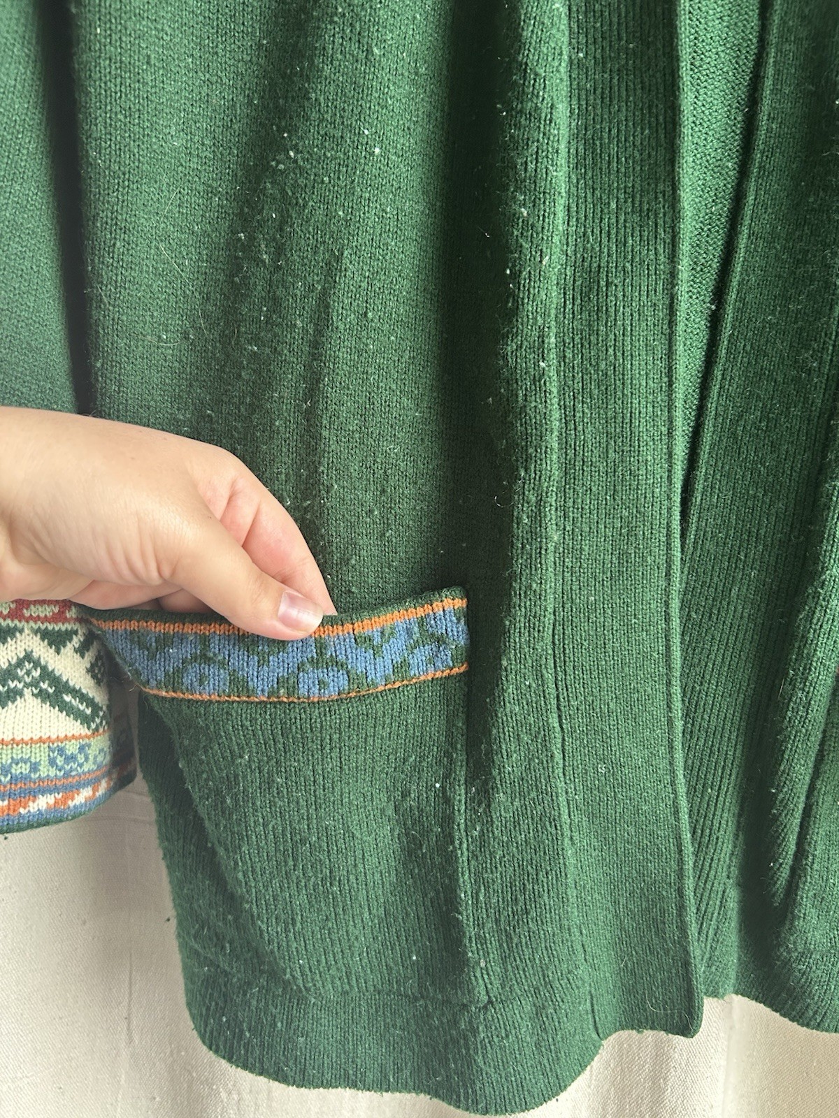 Vintage Rose Cardigan Size M Women’s Sweater Cottage Core Granny Knit Green 70s