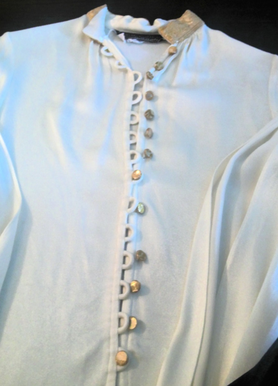 Vintage 1960’s Paraphernalia Cream/Gold Blouse Designed by Michael Mott Size 7