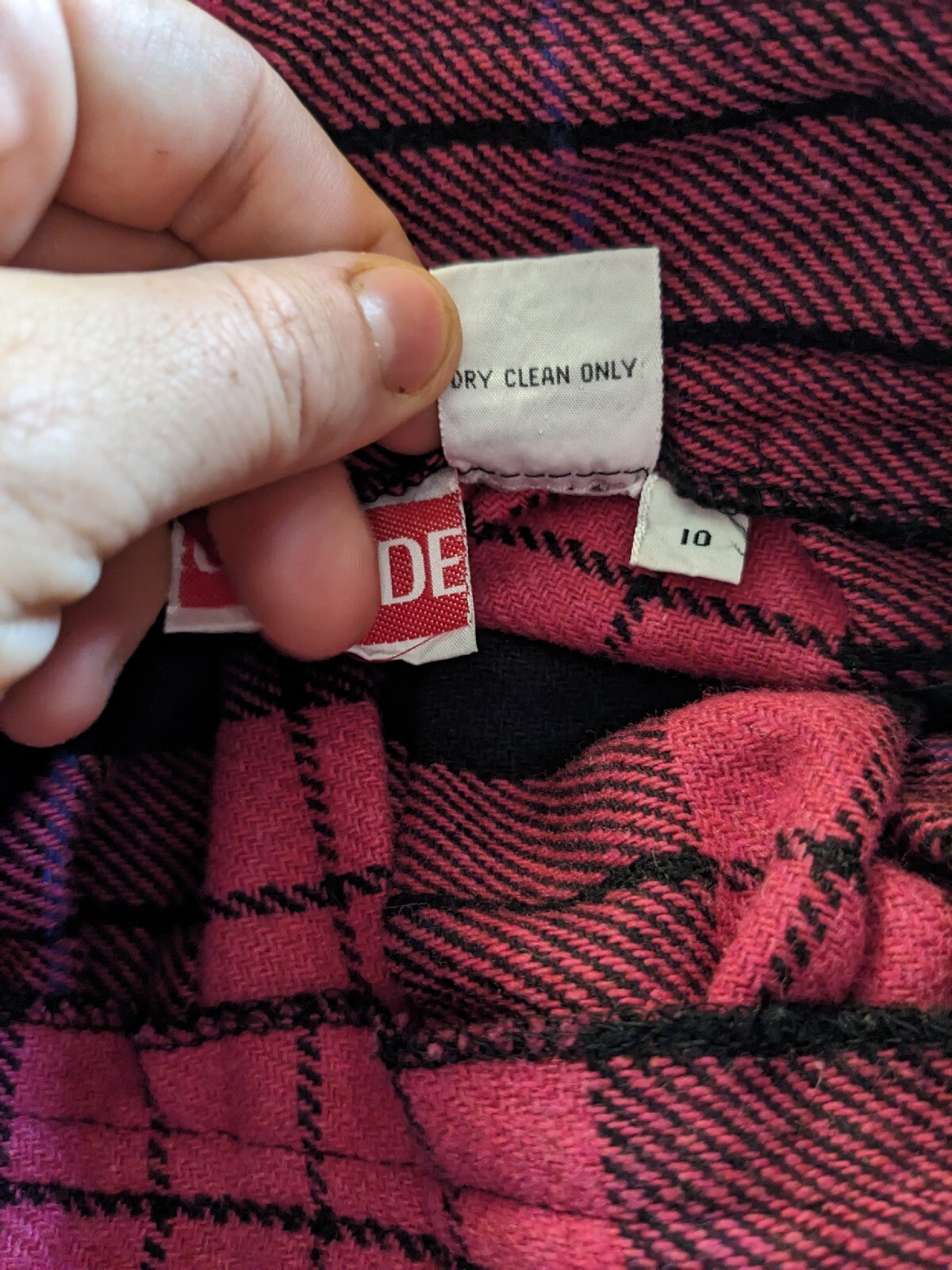 VTG Claude Hot Pink Plaid Tartan Skirt Wool Blend Sz 10 Extra Small XS