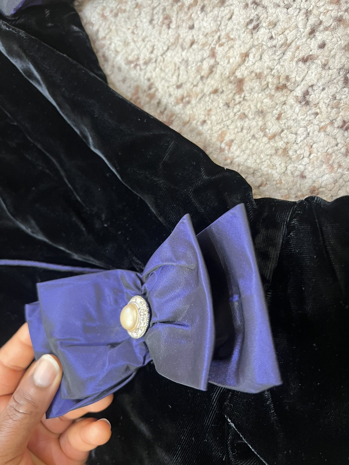 VNTG 80s Violet Velvet Peplum Avant Garde Style Party Dress prom formal Gatsby 8