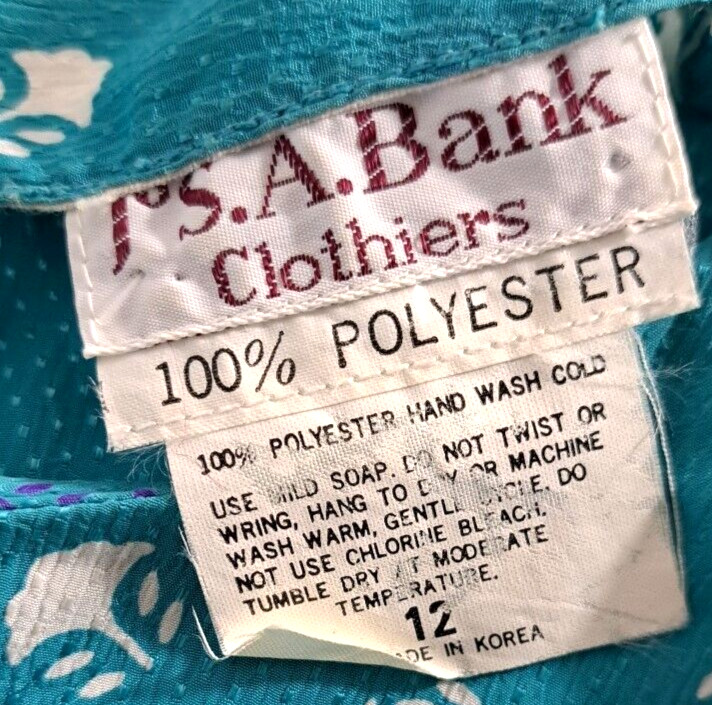Vintage Womens Jos A Banks Dress Blouson Turquoise 1980s Pockets Size 12 Small