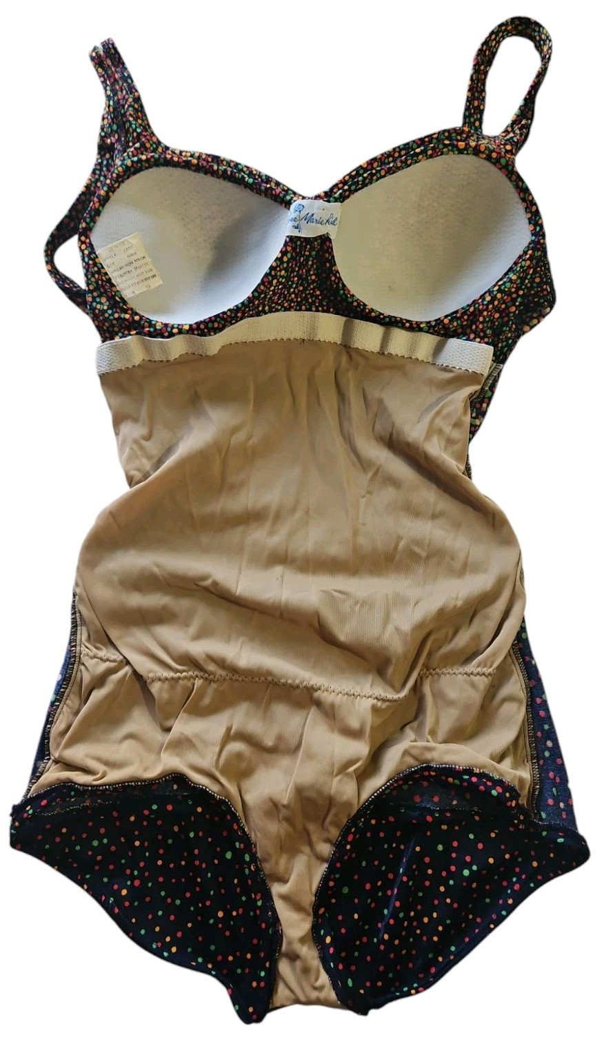 Vtg 60s Rose Marie Reid Polka Dot Swimsuit One Piece Bullet Bra Union Made Small