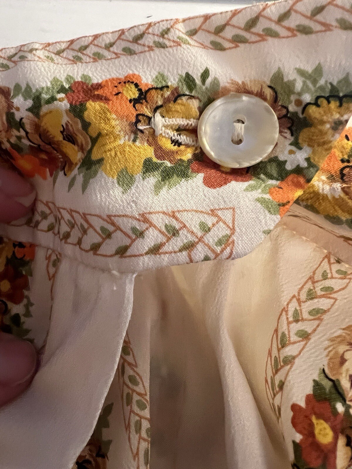 60s Vintage Womens M Skirt Set Sz S Blouse Ivory Floral Fall A Line Skirt