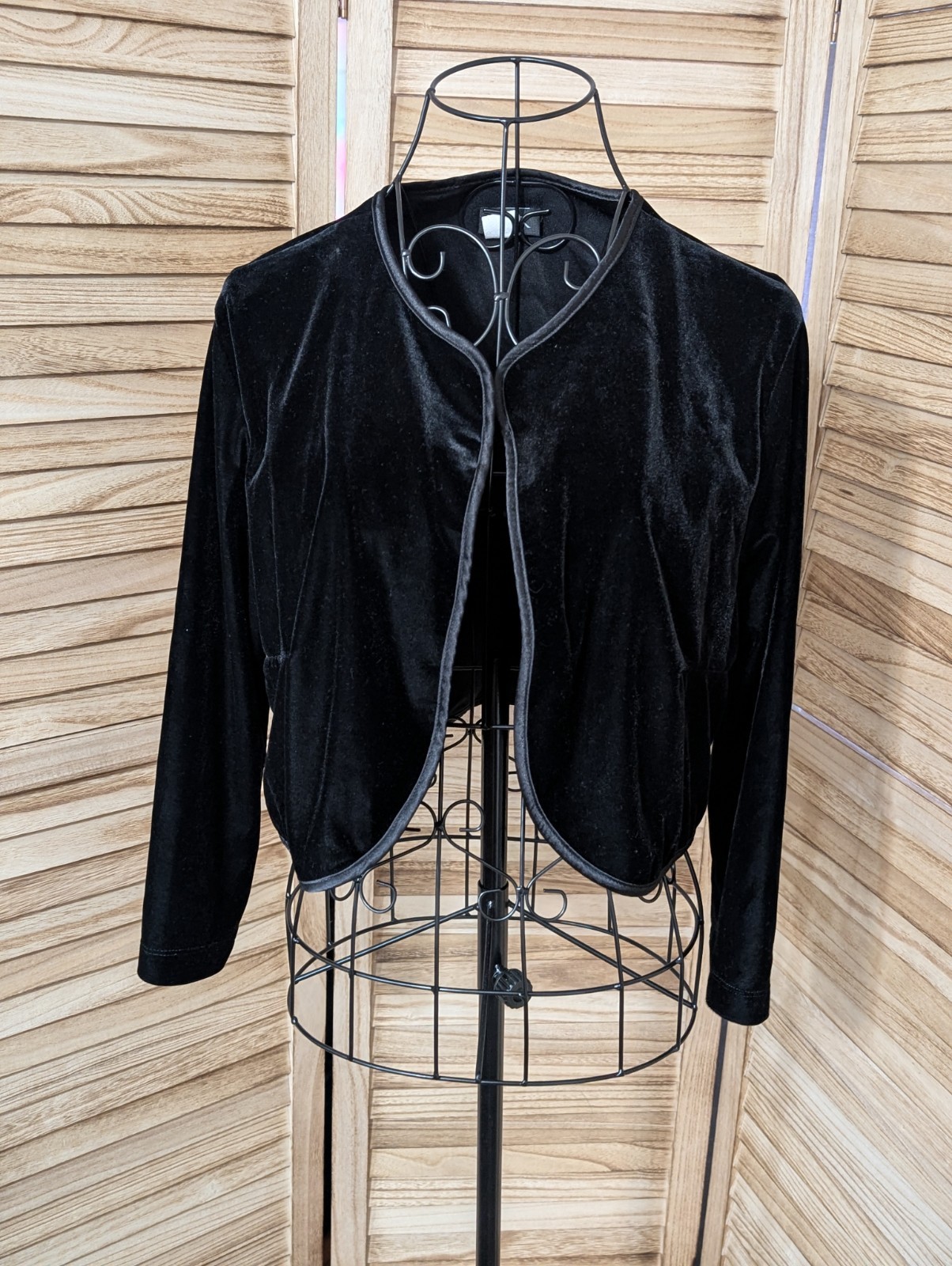 MSK Jacket Shrug Bolero Black Velvet Party Cocktail Large VTG 80s