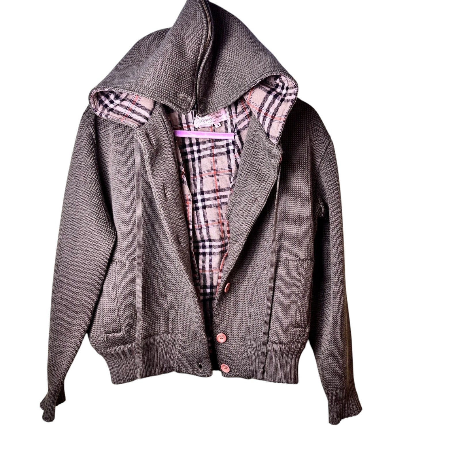 Vintage Capper & Capper 100% Pure Wool Hooded Cardigan Plaid Lined Button Front
