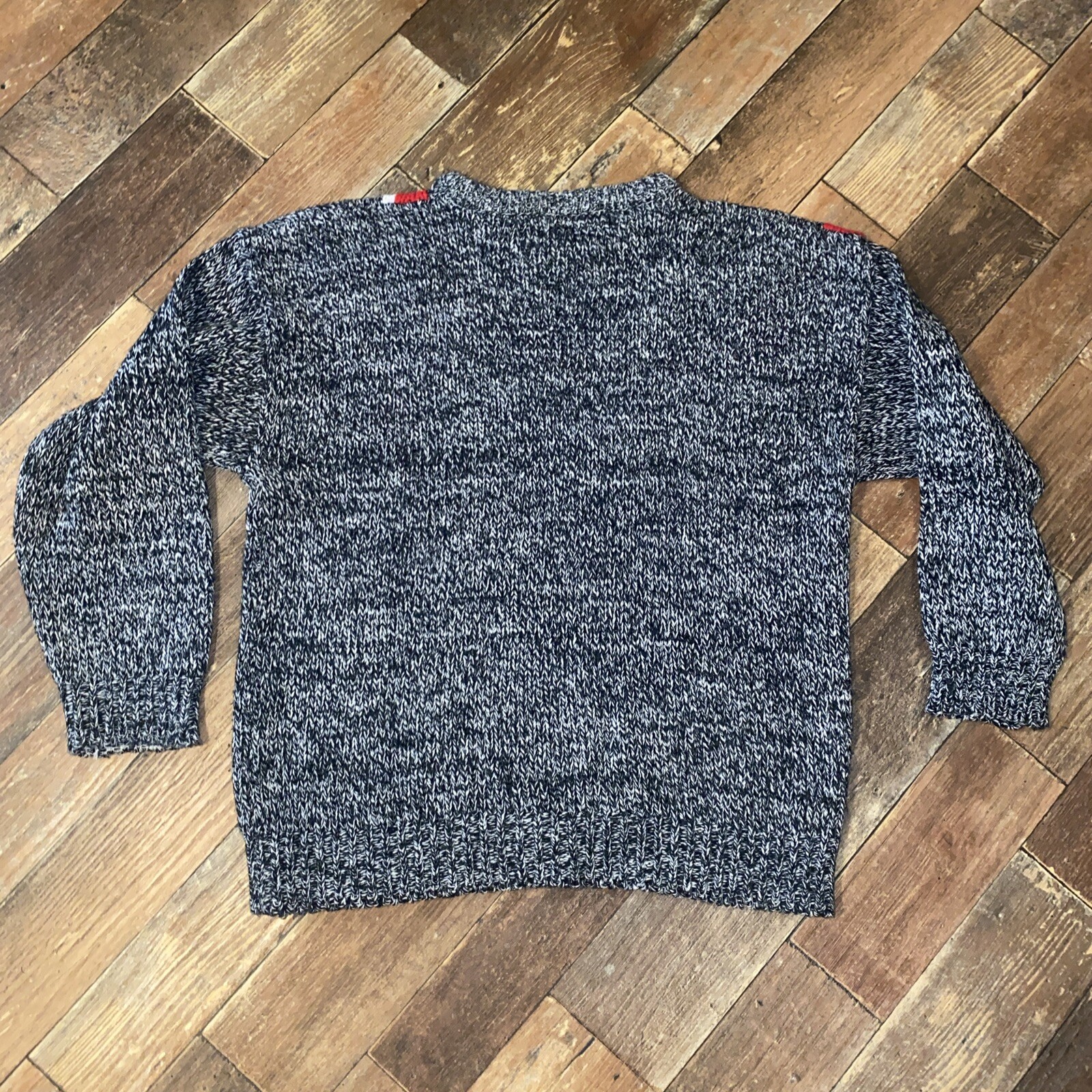 Vtg 80s Bramble Lane Womens Gray Red Bow Crew Neck Sweater L Holiday Christmas