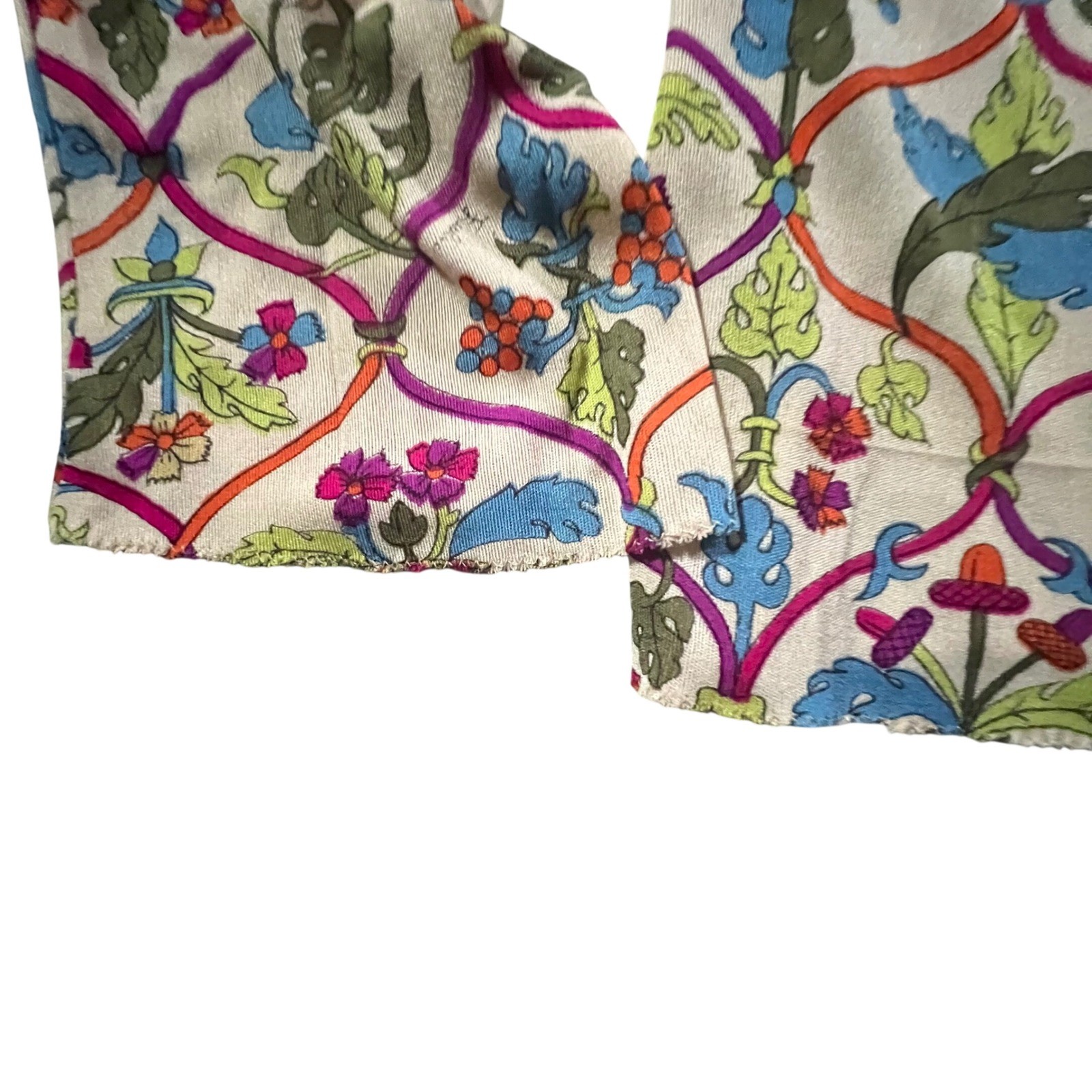 Emilio Pucci Vintage 60s Top Womens 8 Multicolor Signature Silk Floral Trellis