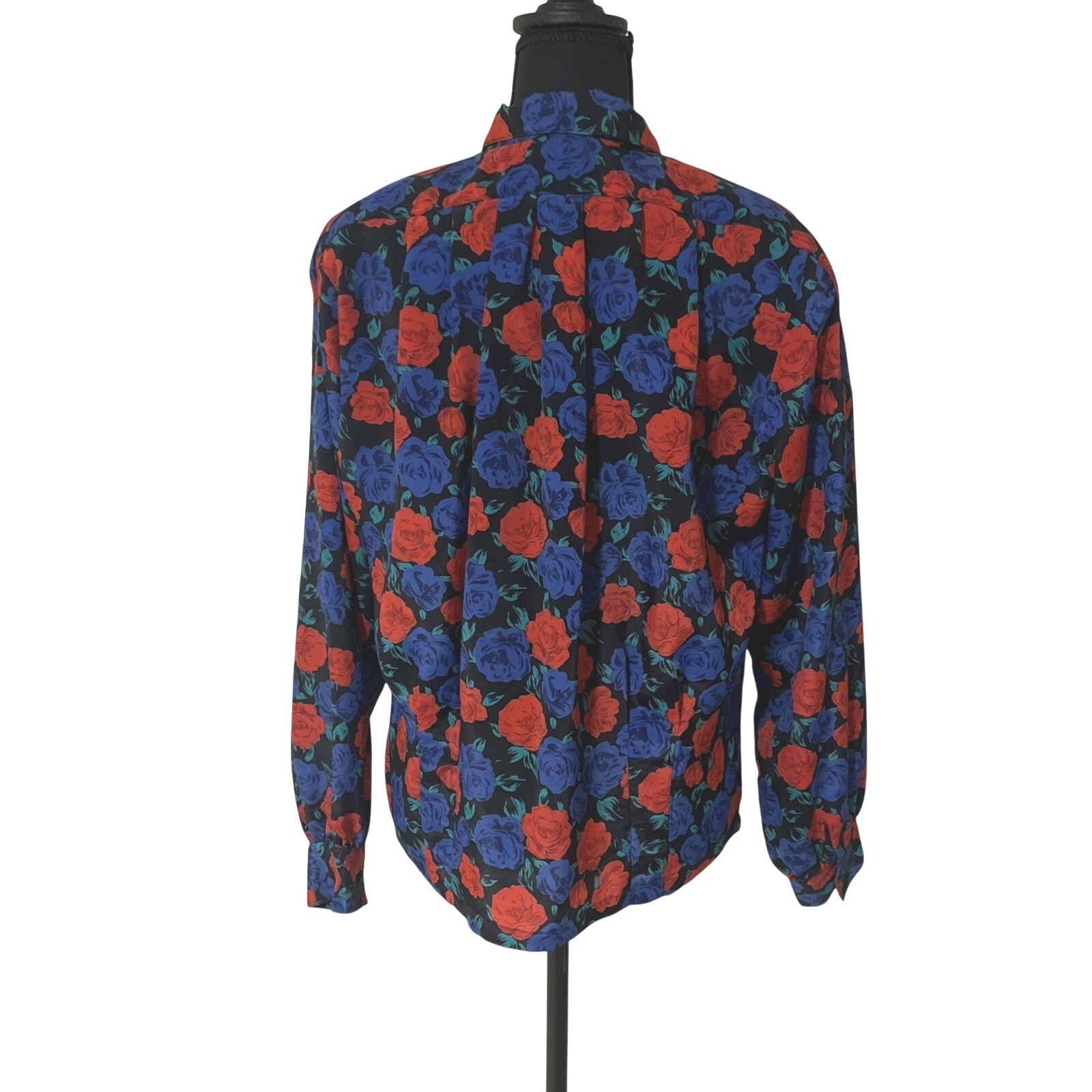 Vintage 80/90s Oscar De La Renta Expressions Floral Blouse Sz 10 Red,blue,black