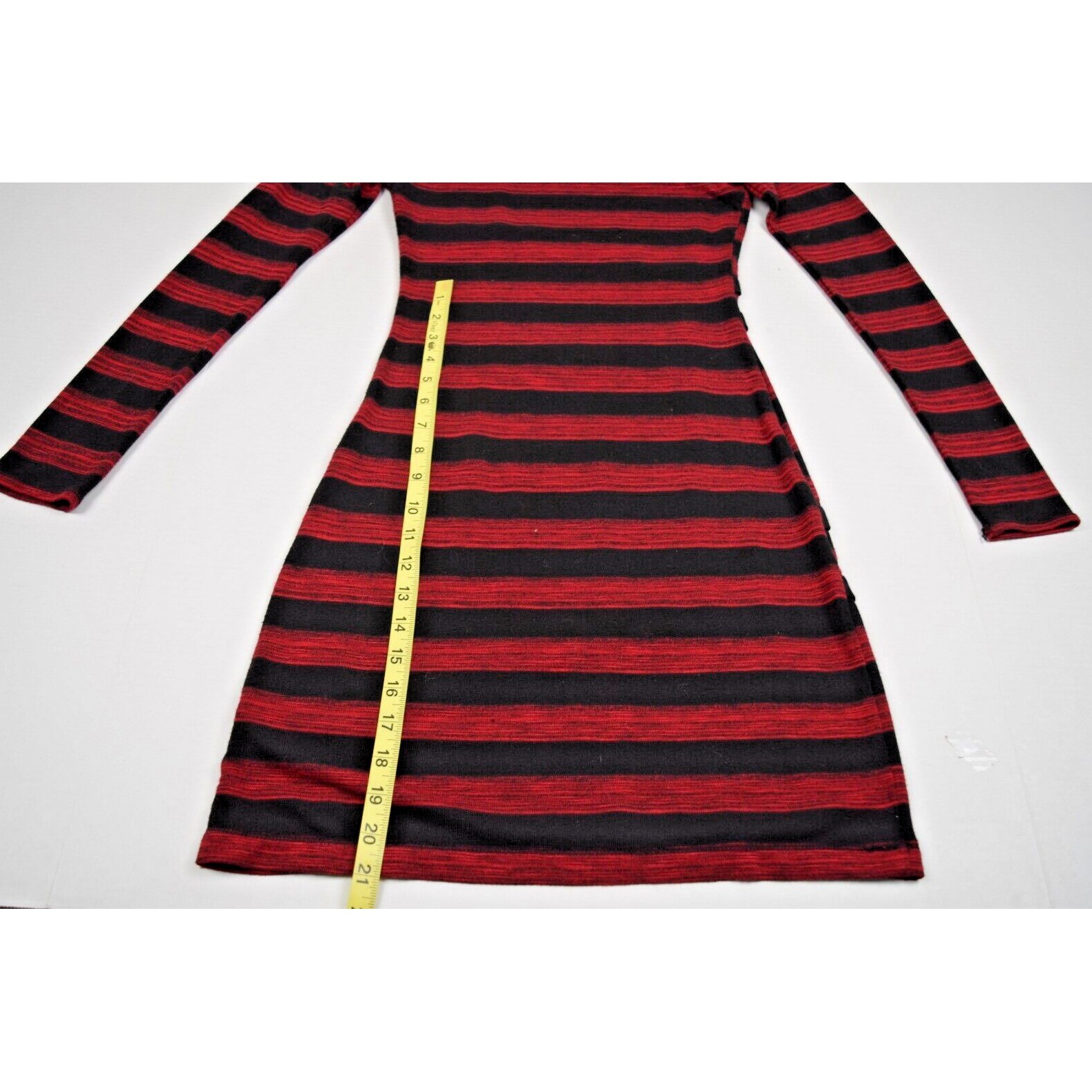 Vintage Mini Dress MSSP Size XS 90s Black Red Striped Bandage Style Soft Stretch
