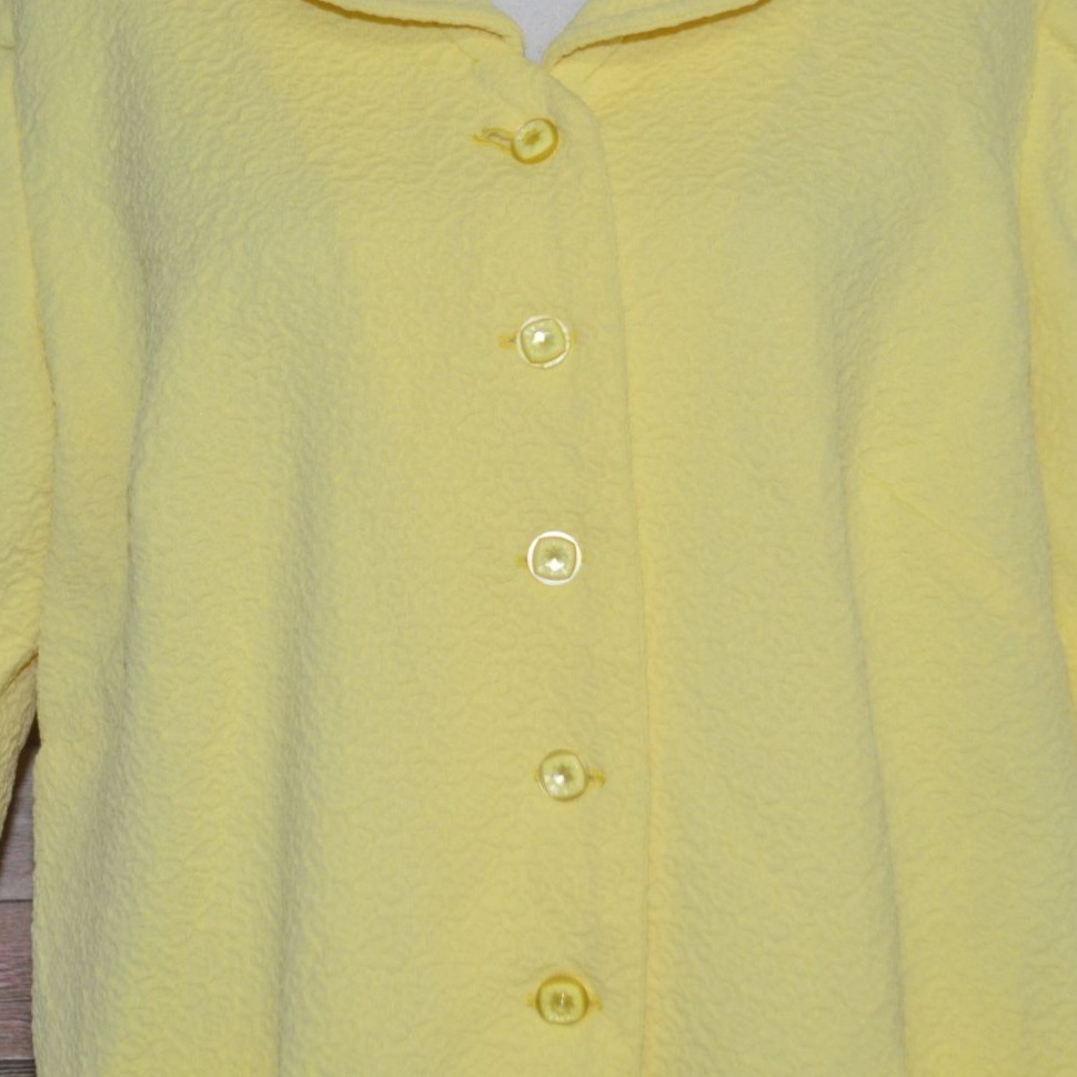 VTG Retro Mod XL 1X Handmade Housecoat Shift Dress Butter Yellow Patch Pocket