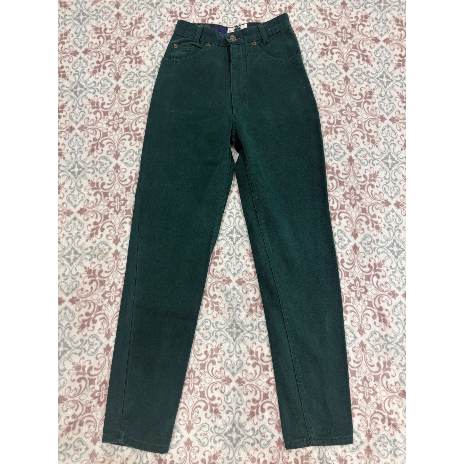 Extra Classic Vintage Forest Green High Waisted Cotton Tapered Pants Size 3