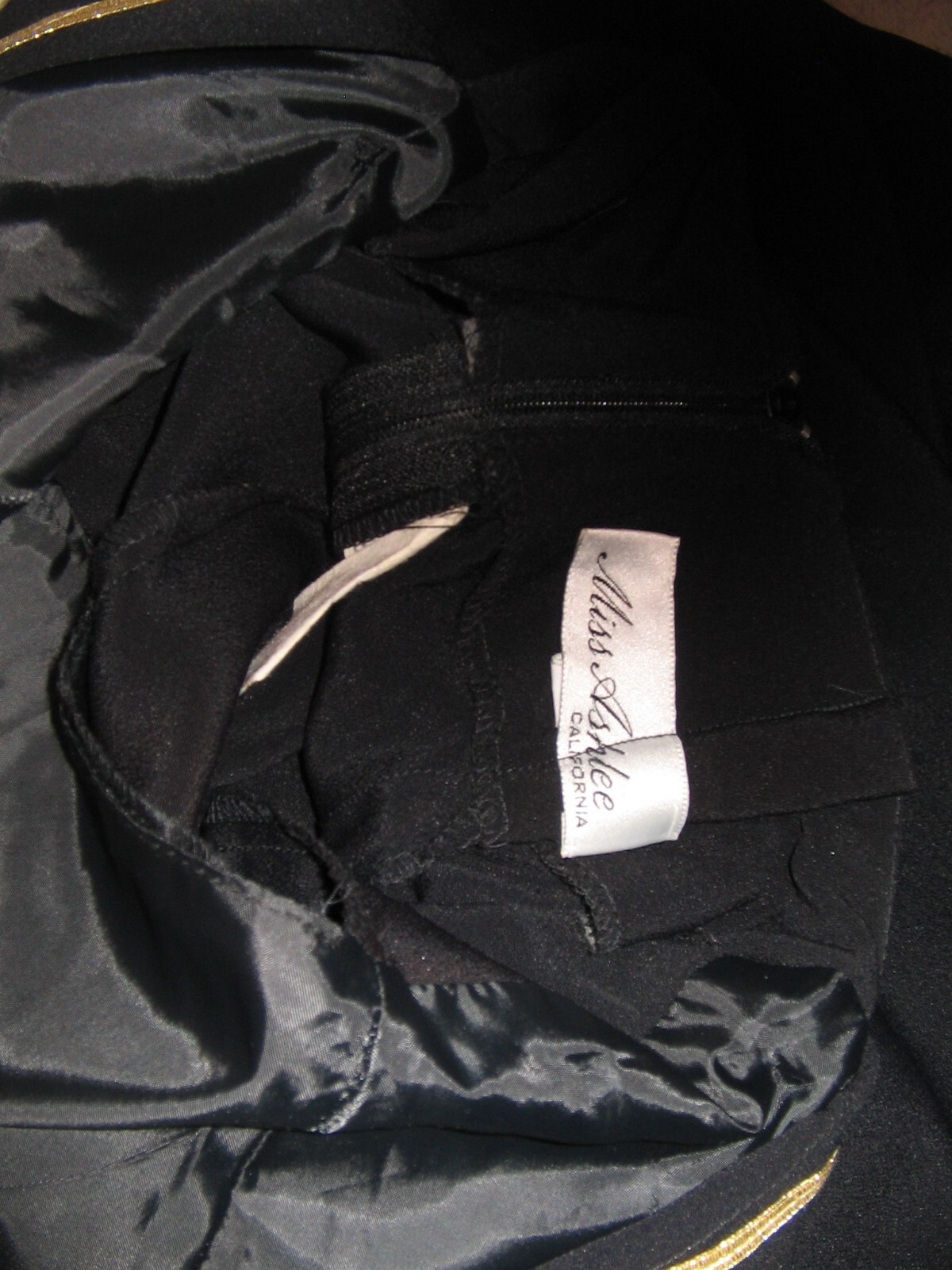 VINTAGE BLACK JUMPSUIT NAUTICAL GOLD BRAID & BUTTONS SZ 4 MISS ASHLEE SEXY