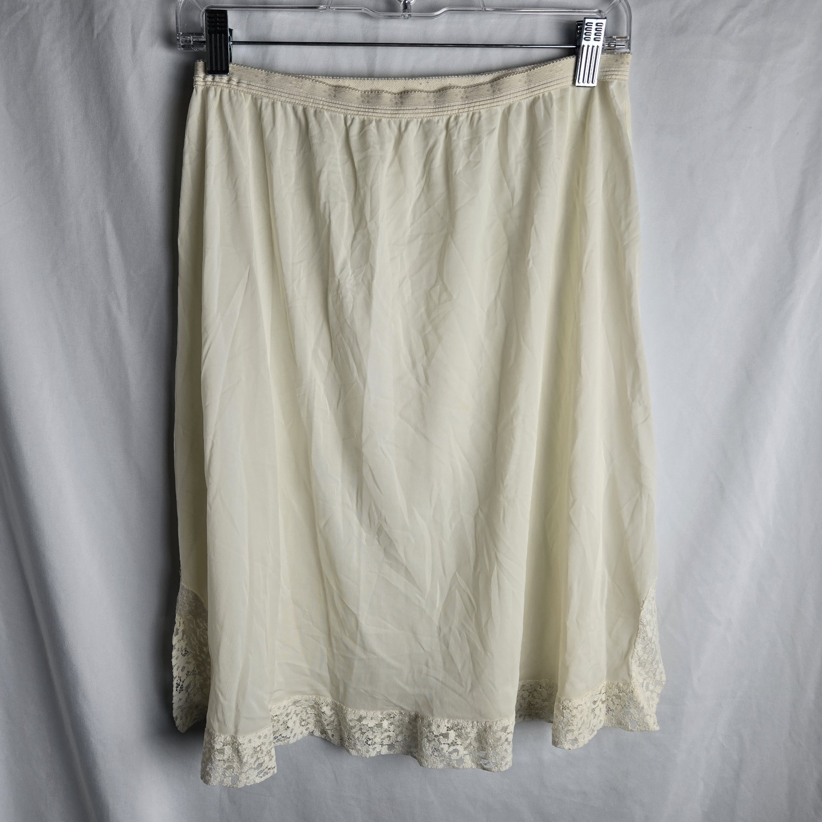 Vintage 60s Dutchmaid Knee Length Nylon Slip Womens Ivory Side Slits Lingerie