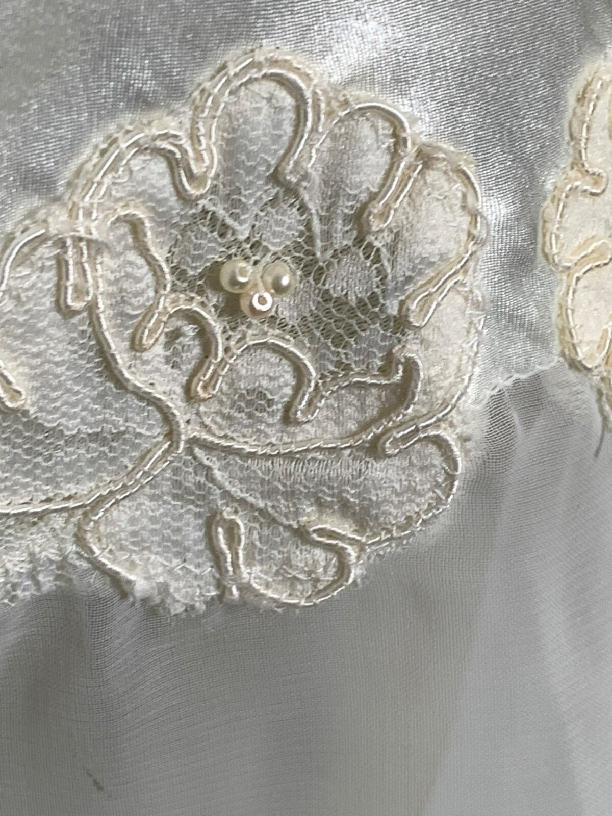 VTG Victoria’s Secret Gold Label Satin Lace Slip Dress S Ivory Chiffon Nightgown
