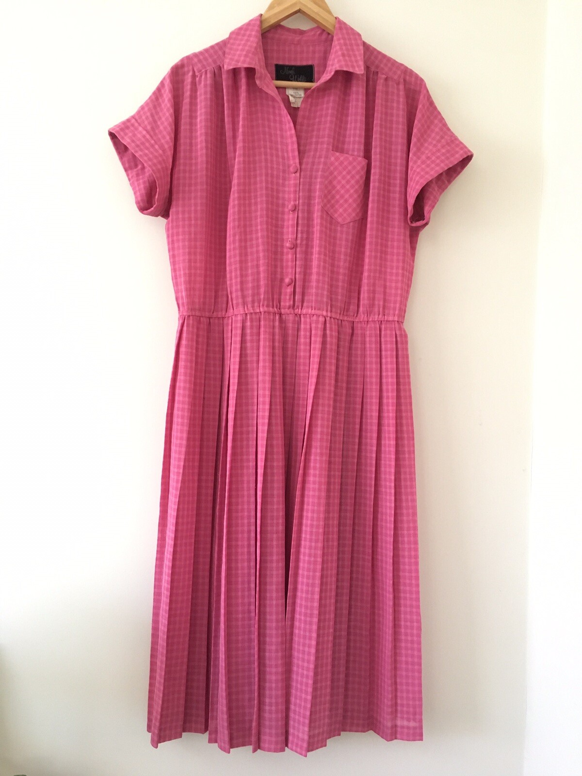 VINTAGE 80’s Do 50’s NOEL WELLS Retro SHIRTWAIST SWING DRESS Housewife Pinup 16