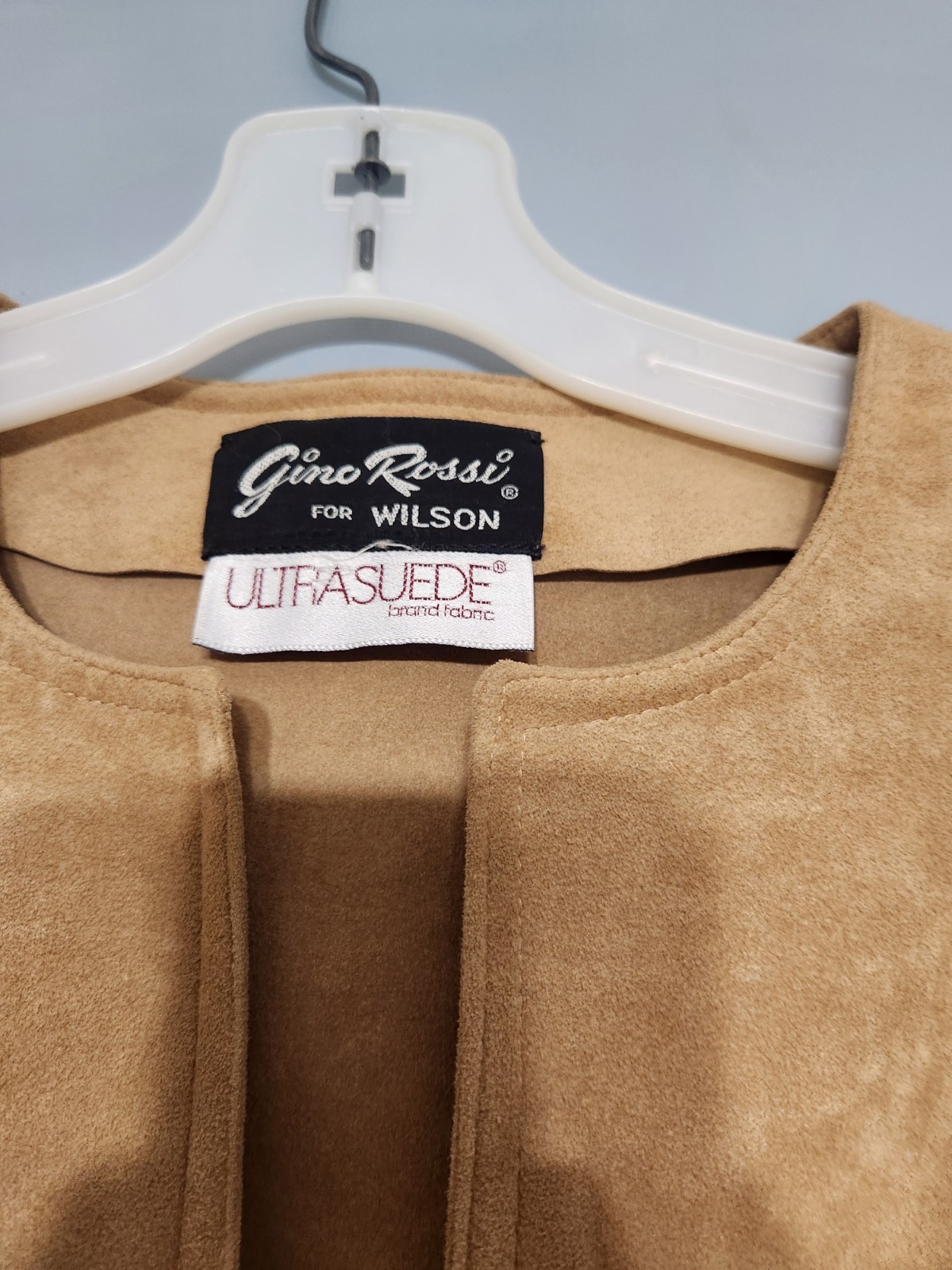 Vintage Gino Rossi Wilson Ultrasuede Tan Button, Belted Midi Dress. USA. Size 12