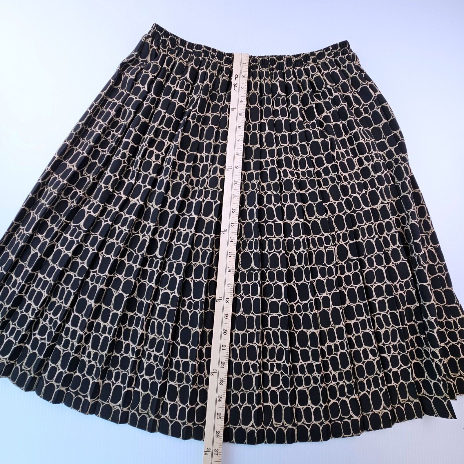 Leslie Fay Vintage 3 Piece Set Black Geometric Skirt Suit Scarf 18WP Secretary