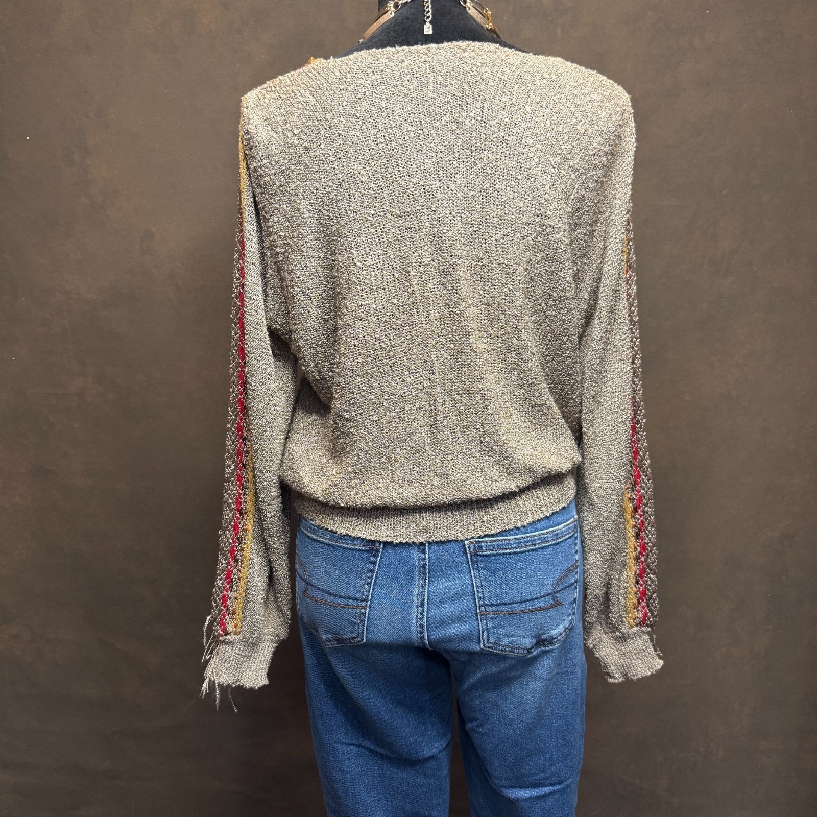 Vintage French Rags Hand Loomed Sweater Fringe Boho Western Style Rayon Size 2