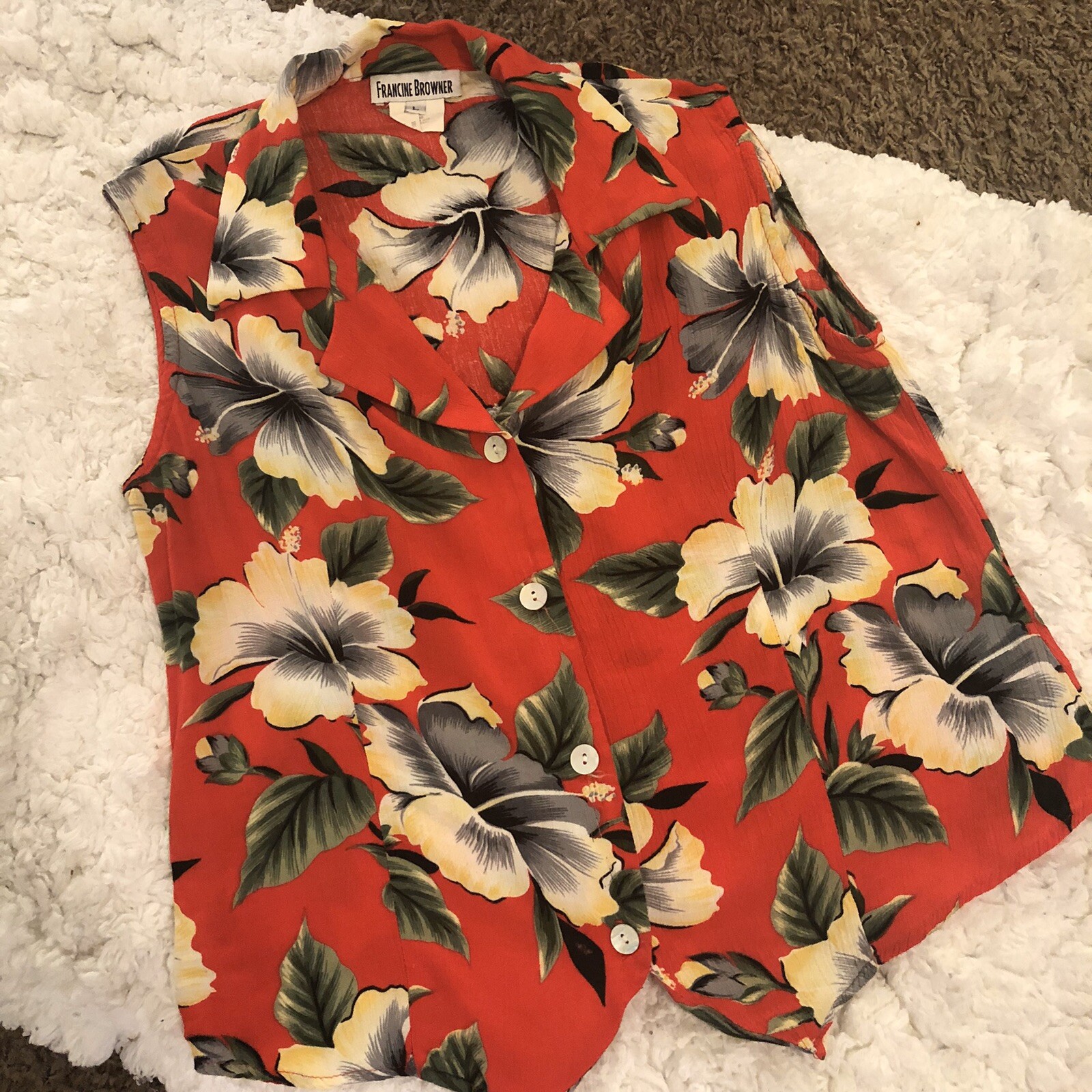 Vintage 70s 80s Tropical Floral Crop Top Cruise Beach Wear Summer