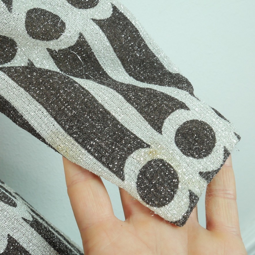 Vintage 60s Hostess Dress Metallic Sparkle Maxi Retro Glam XS S 70s Geometric