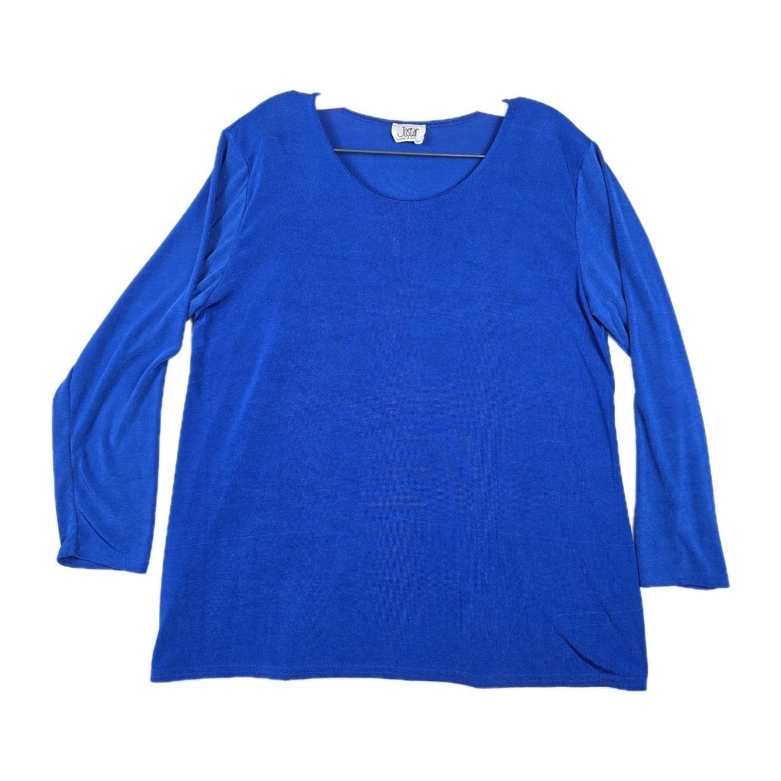Jostar Vintage Travel Knit Women’s Size Large Blue Textured Top USA Made