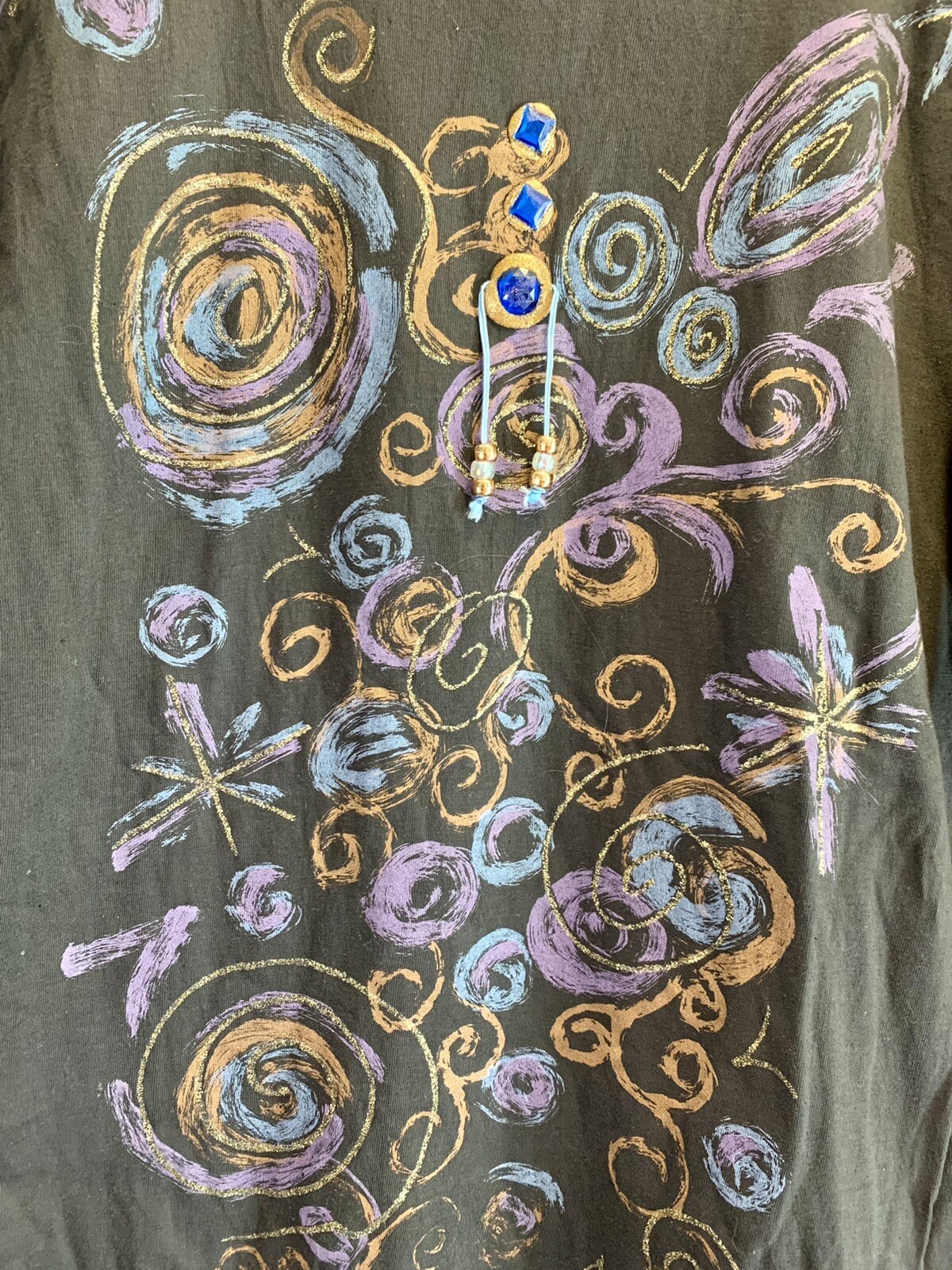 80s Vintage T.D. Sport Psychedelic Artistic Single Stitch T Shirt Beaded Medium