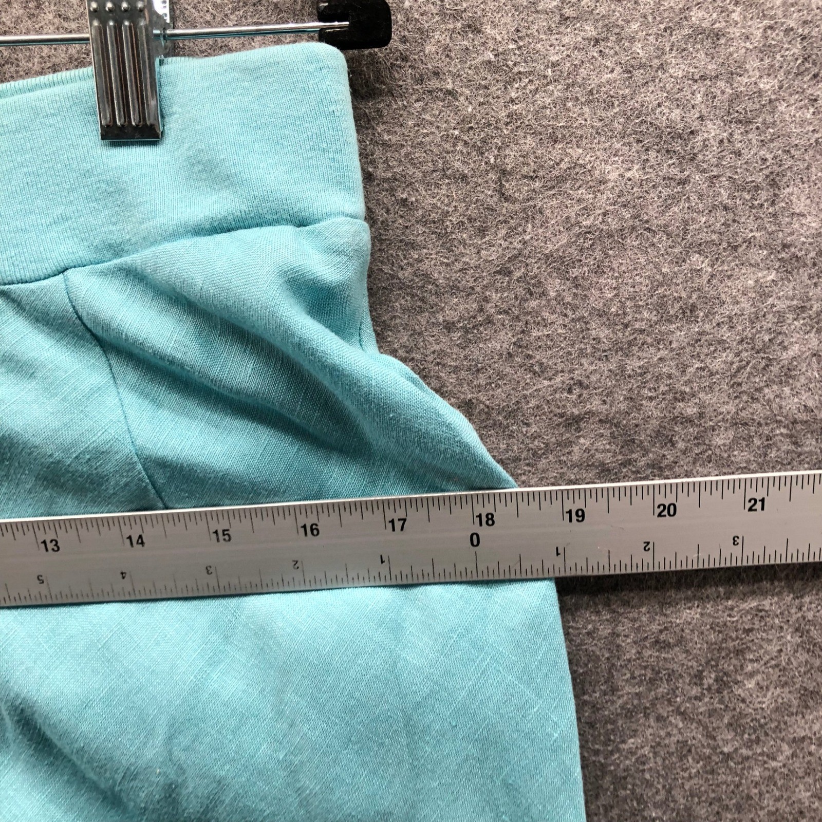 Vintage Y2K Martha B 100% Linen Skirt Size 4 Aqua Knee Length Pull On Low Rise