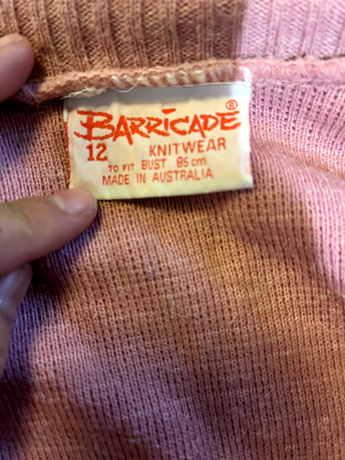Vintage Australian 1980s Barricade Pink Cardigan Knit Sweater Embroidered AU 8/S